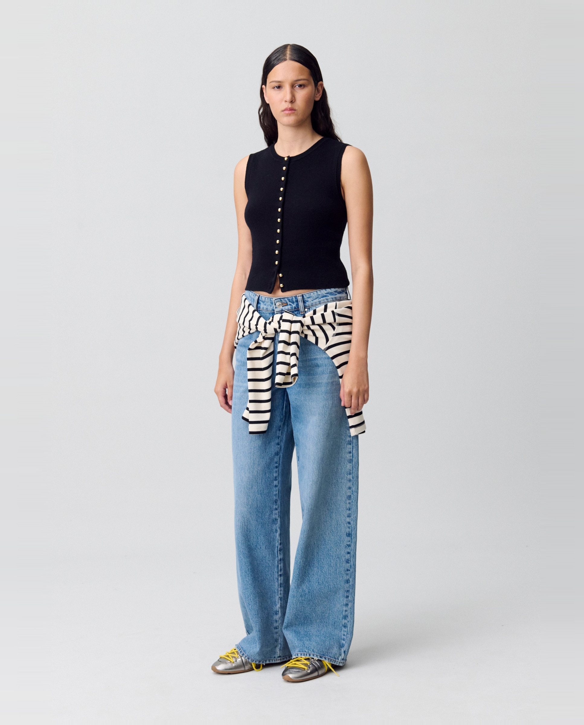 Cárdigan de punto de mujer sin mangas con botones - Claudie Pierlot - Negro Negro-5