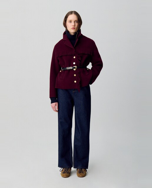 Imagen 0 de Abrigo de mujer corto de lana con flecos