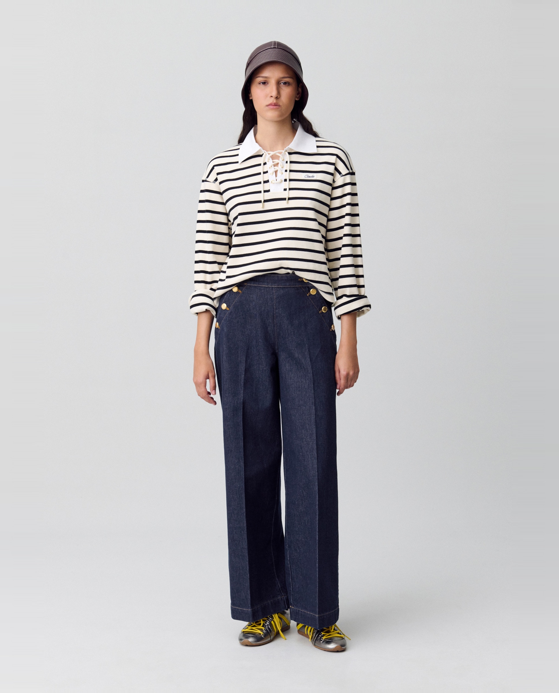 Claudie Pierlot - Jean de mujer de pierna ancha con botones.