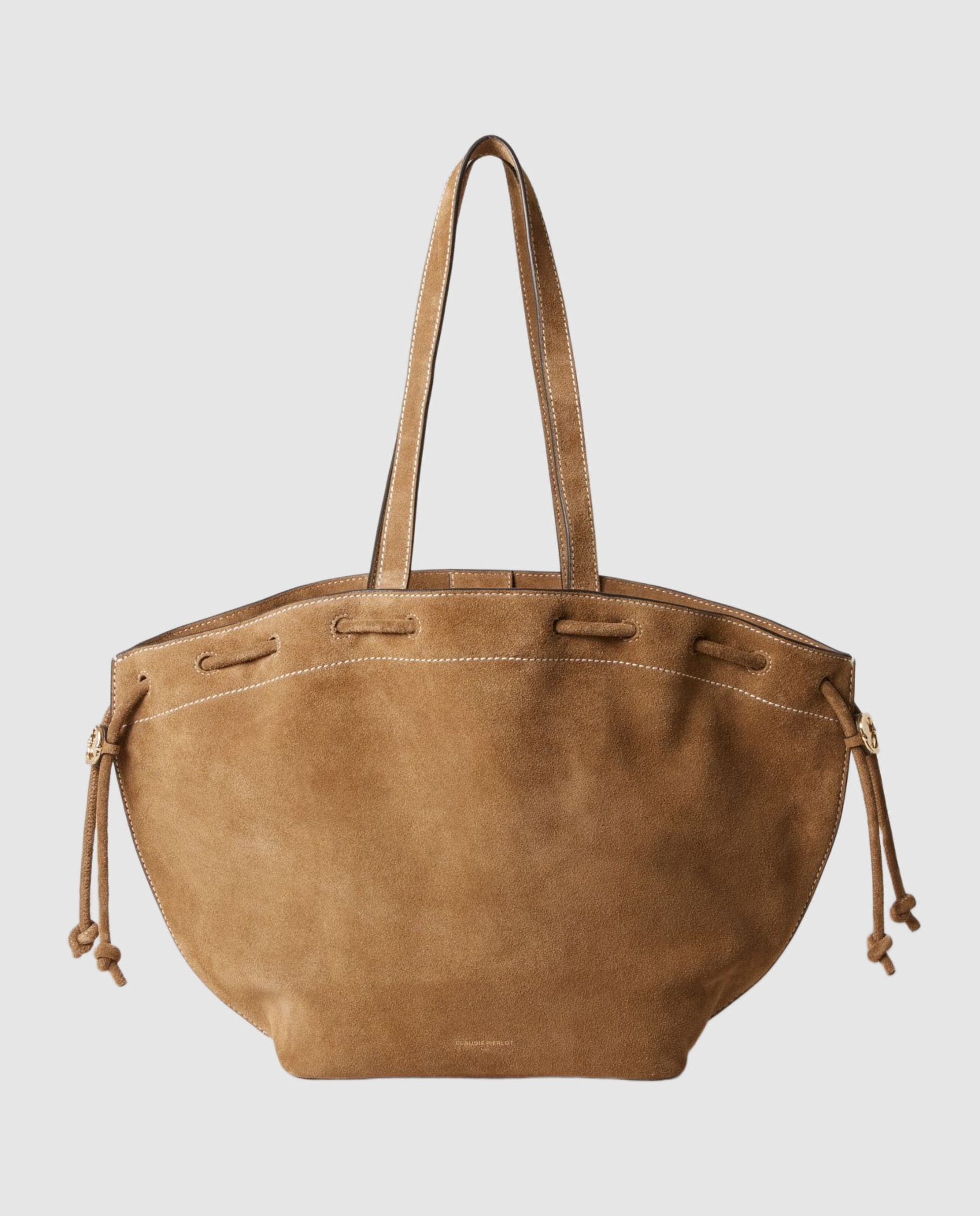 Bolso de mujer tipo saco multiposición en ante con cierre de cordón e imán - Claudie Pierlot - Camel Camel-1