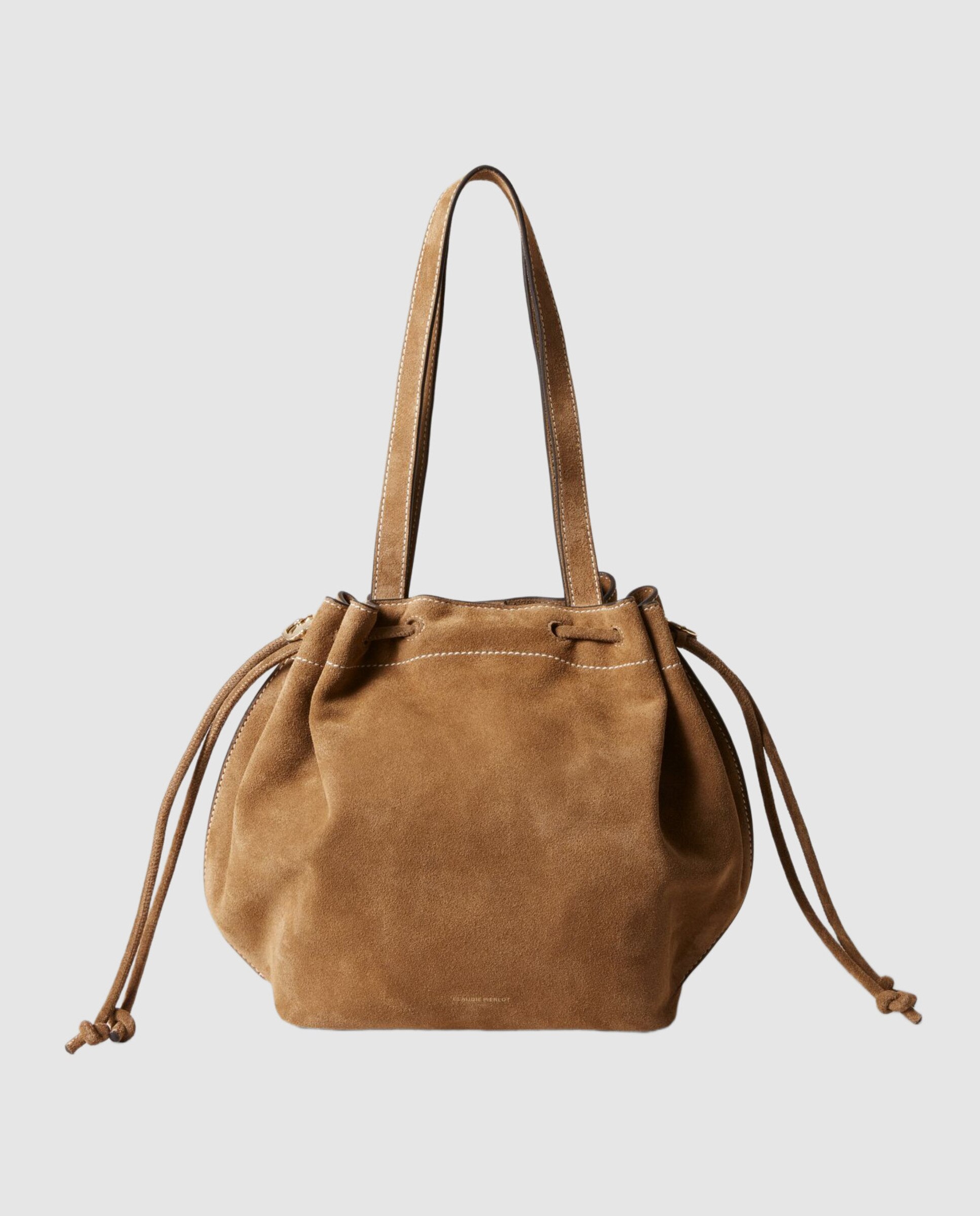 Bolso de mujer tipo saco multiposición en ante con cierre de cordón e imán - Claudie Pierlot - Camel Camel-6