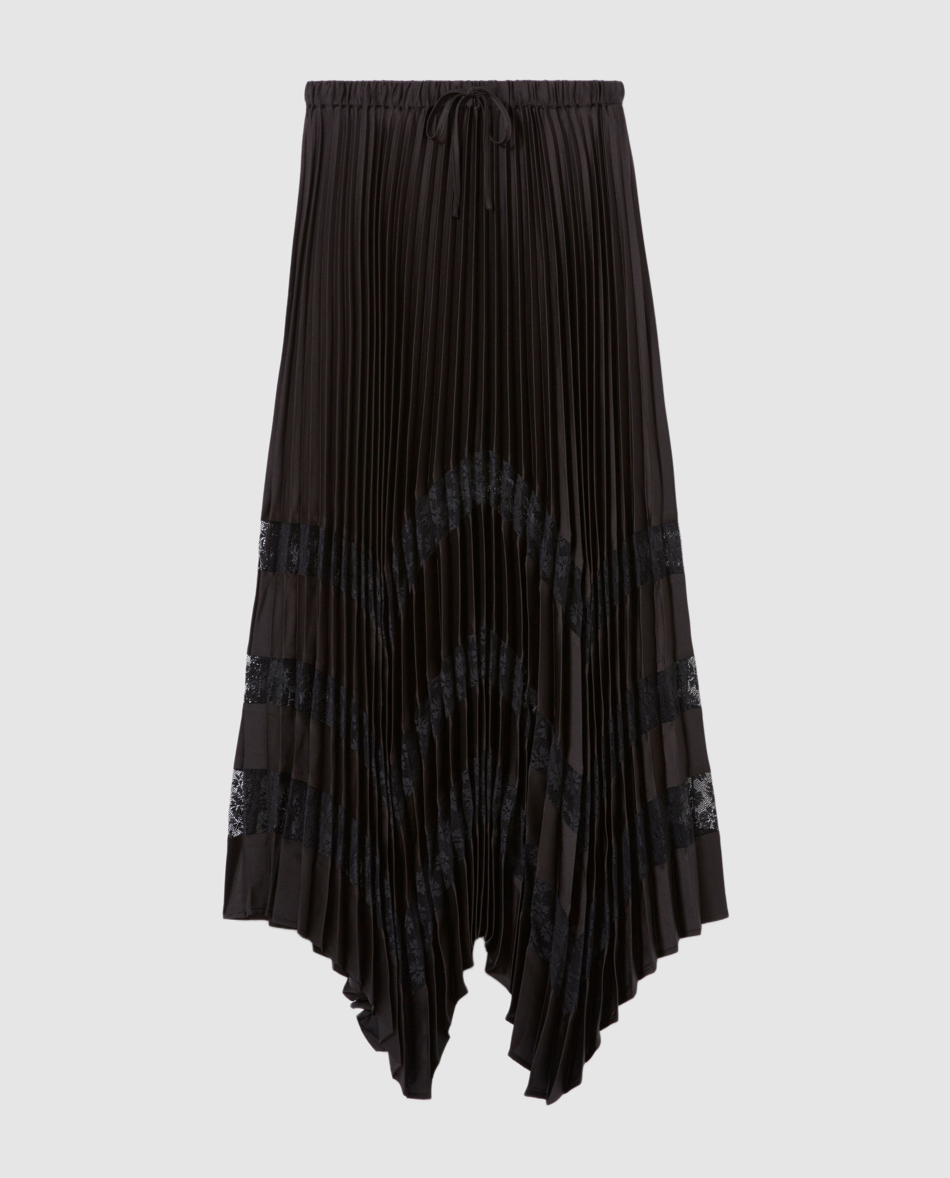 Falda plisada de satén con encaje - Claudie Pierlot - Negro Negro-6