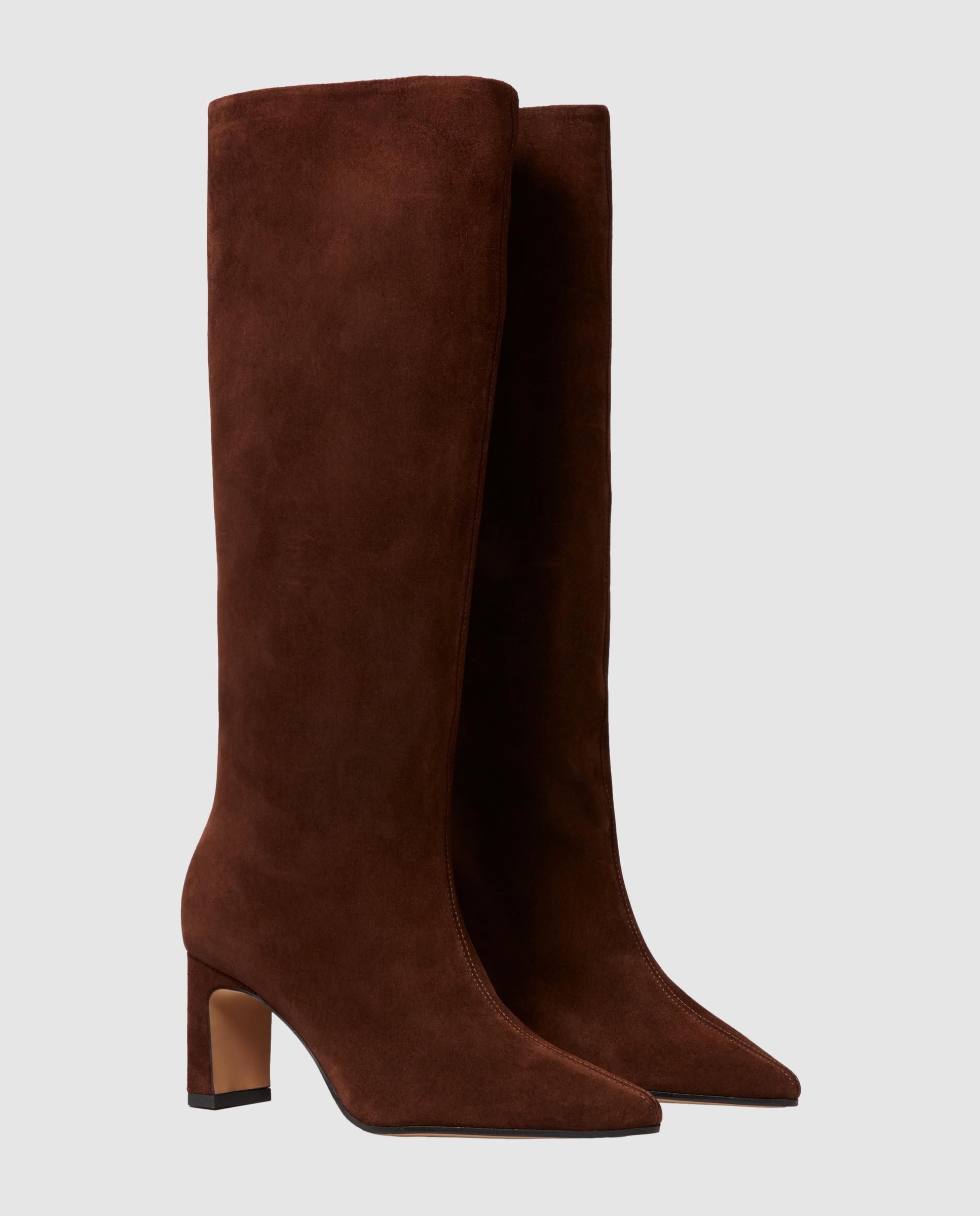 Botas de mujer de ante y tacón de 7 cm - Claudie Pierlot - Marrón oscuro Marrón oscuro-2