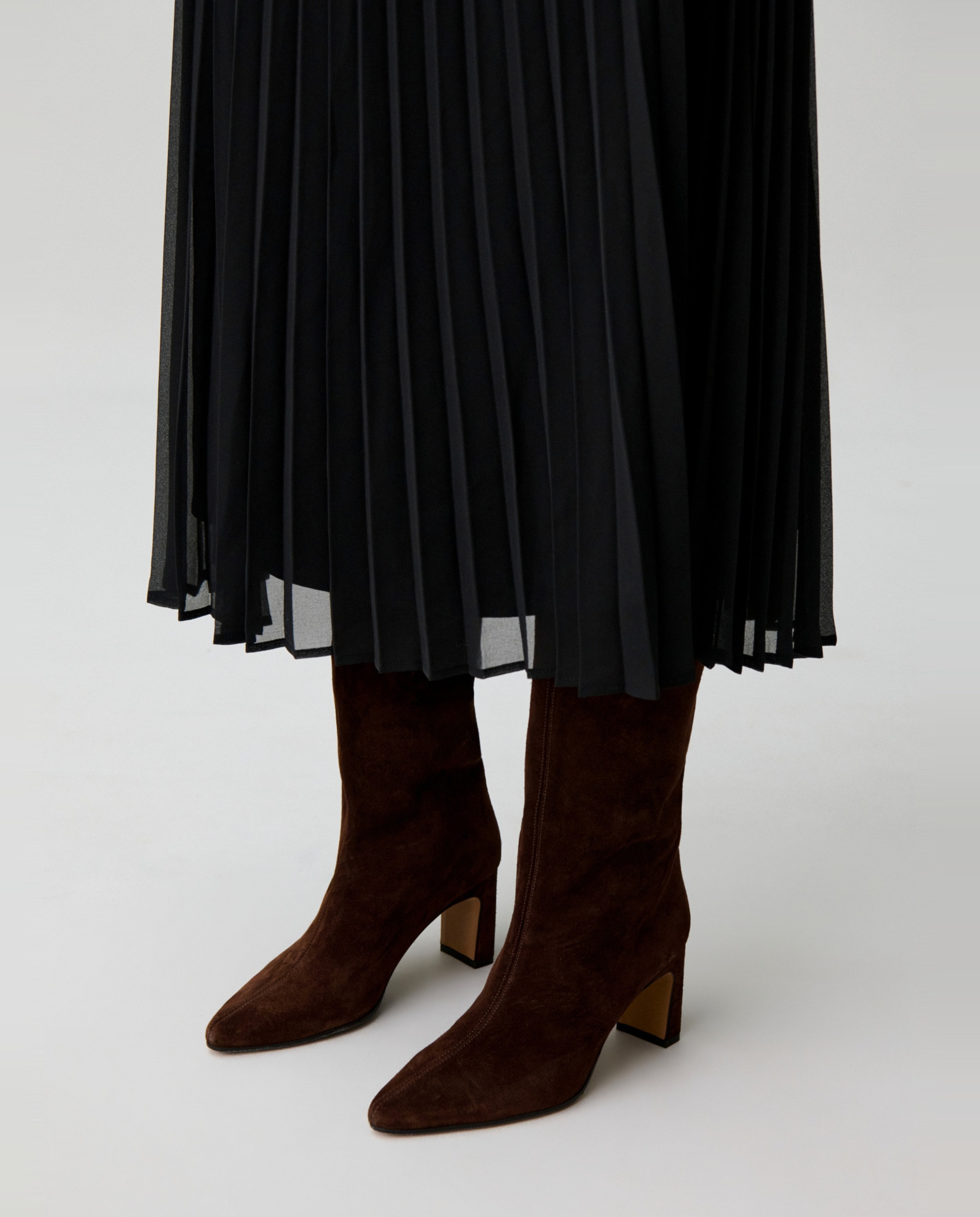 Botas de mujer de ante y tacón de 7 cm - Claudie Pierlot - Marrón oscuro Marrón oscuro-3