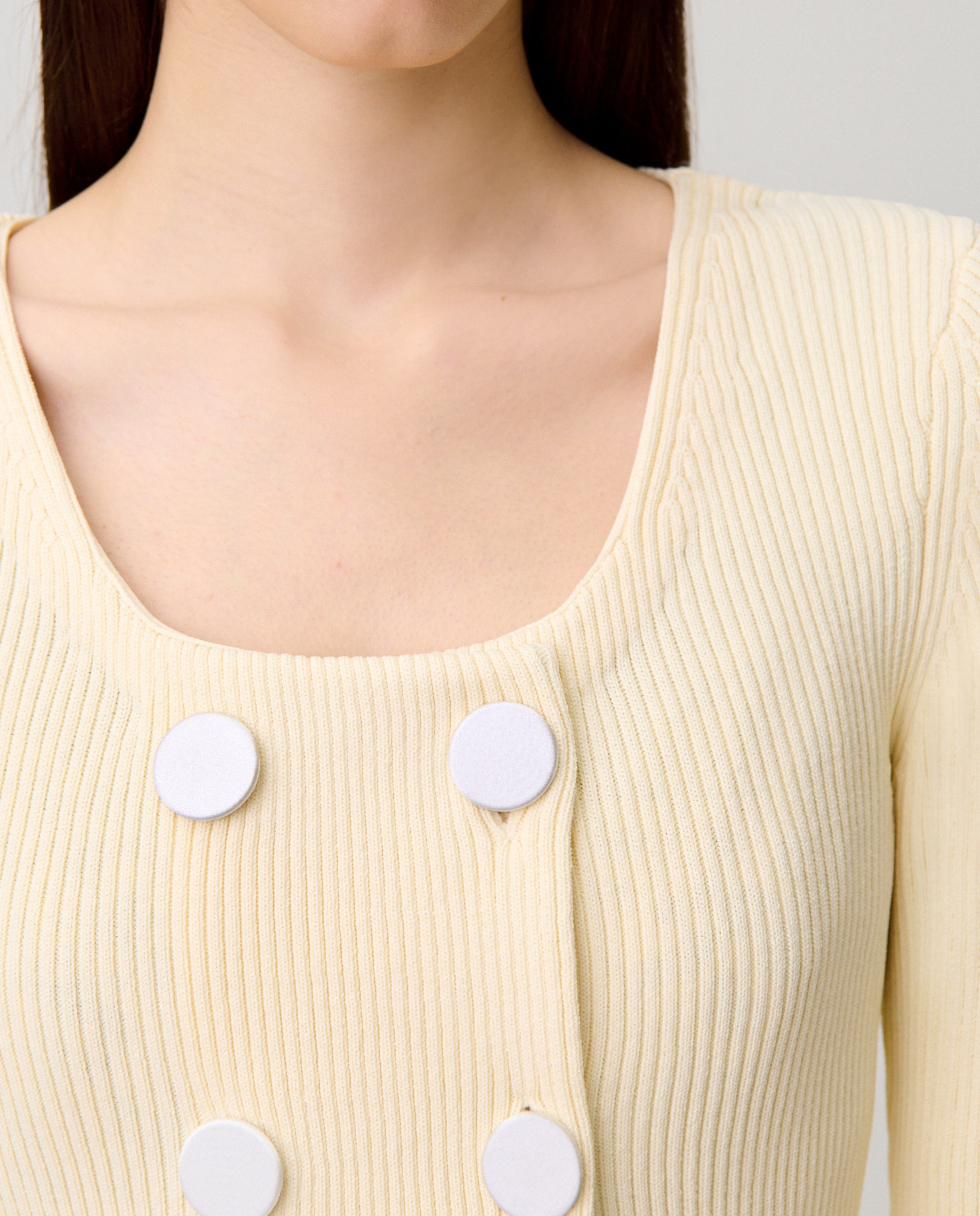 Cárdigan de punto fino de mujer con cuello redondo y doble botonadura - Claudie Pierlot - Beige Beige-5