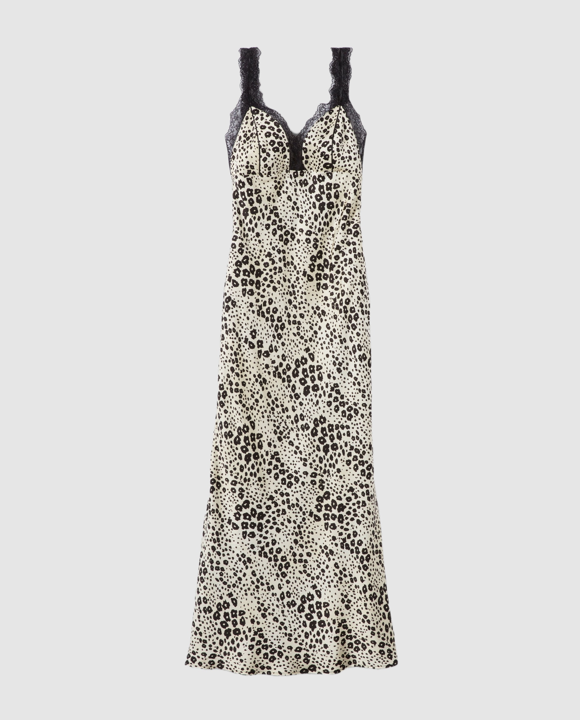 Vestido midi estampado animal escote V pronunciado - Claudie Pierlot - Crema Crema-6