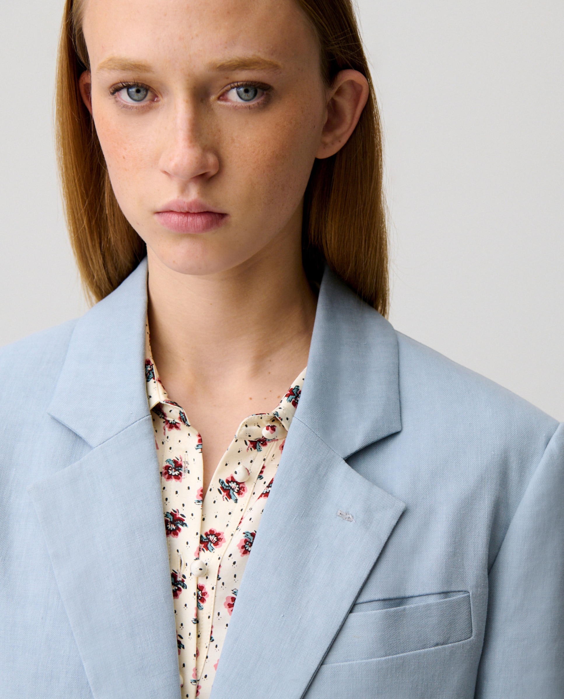Blazer de mujer sastre corte recto con botones contraste - Claudie Pierlot - Azul Azul-5