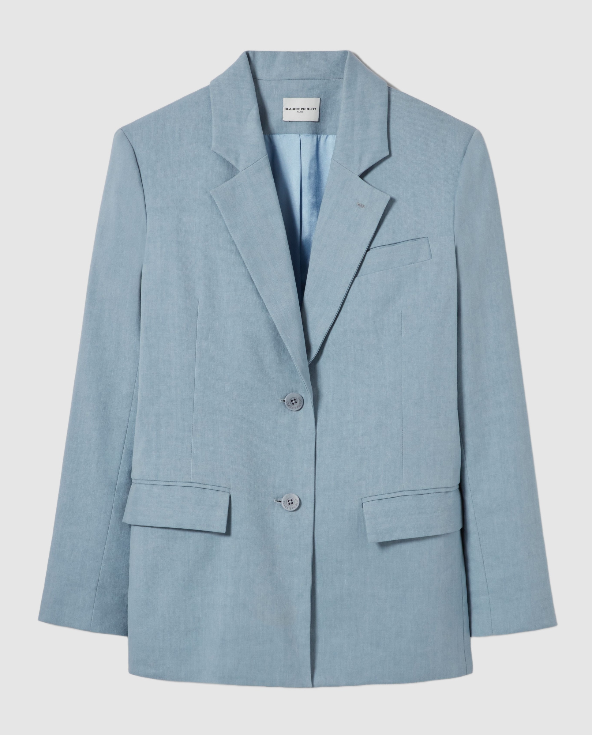 Blazer de mujer sastre corte recto con botones contraste - Claudie Pierlot - Azul Azul-7