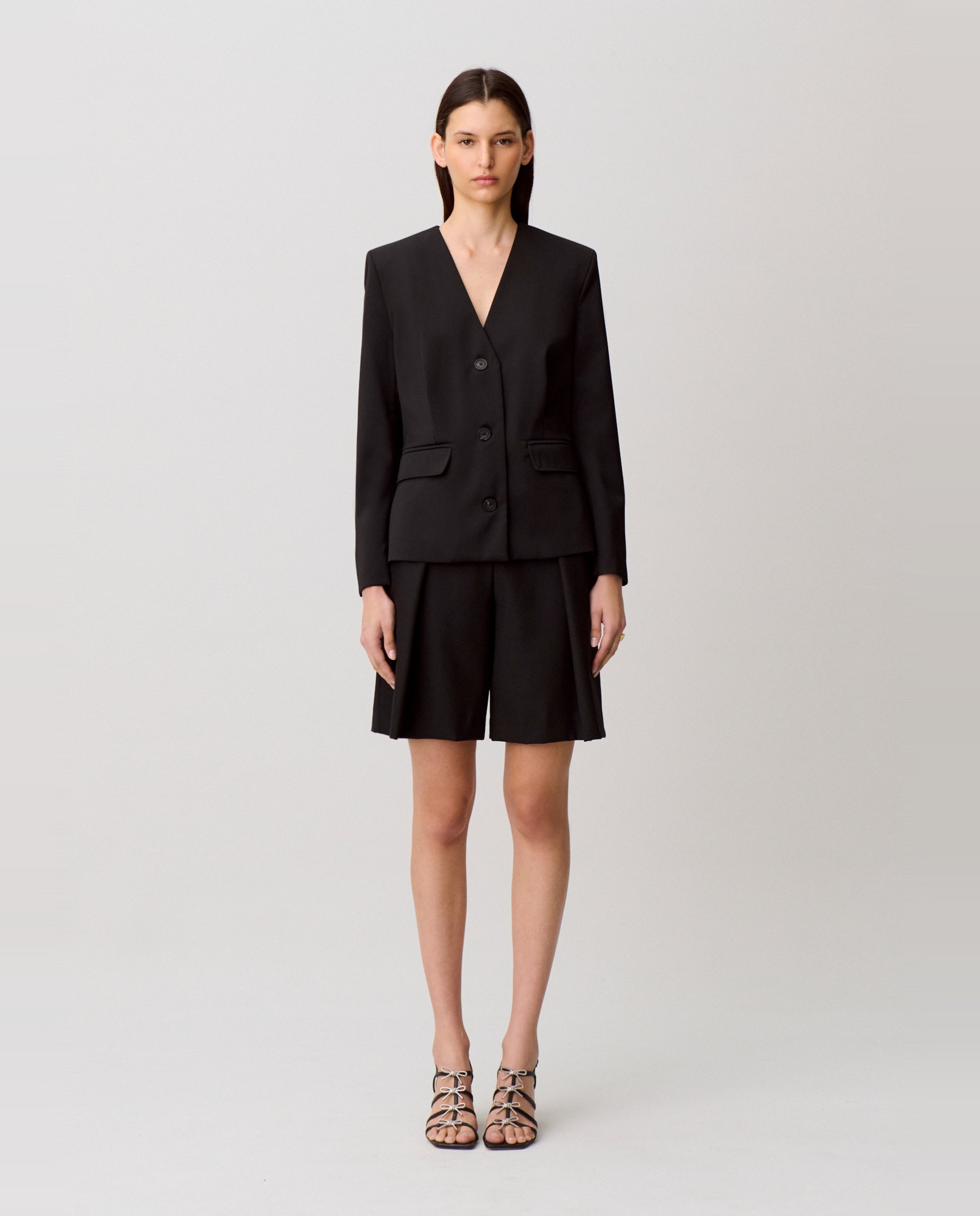 Blazer de punto de mujer sin cuello y con lana - Claudie Pierlot - Negro Negro-3