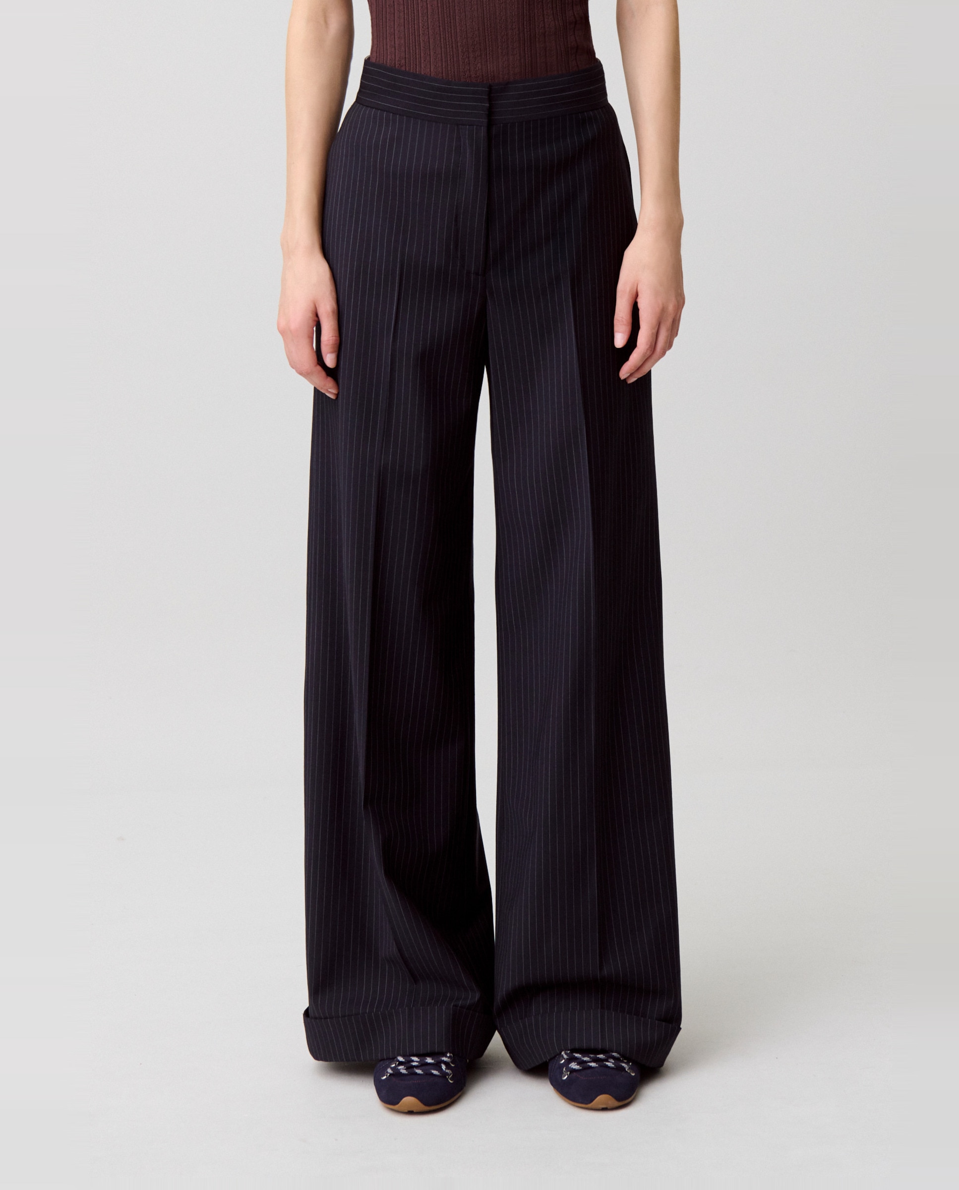 Pantalones rectos de mujer de traje de punto con corte recto - Claudie Pierlot - Negro Negro-2
