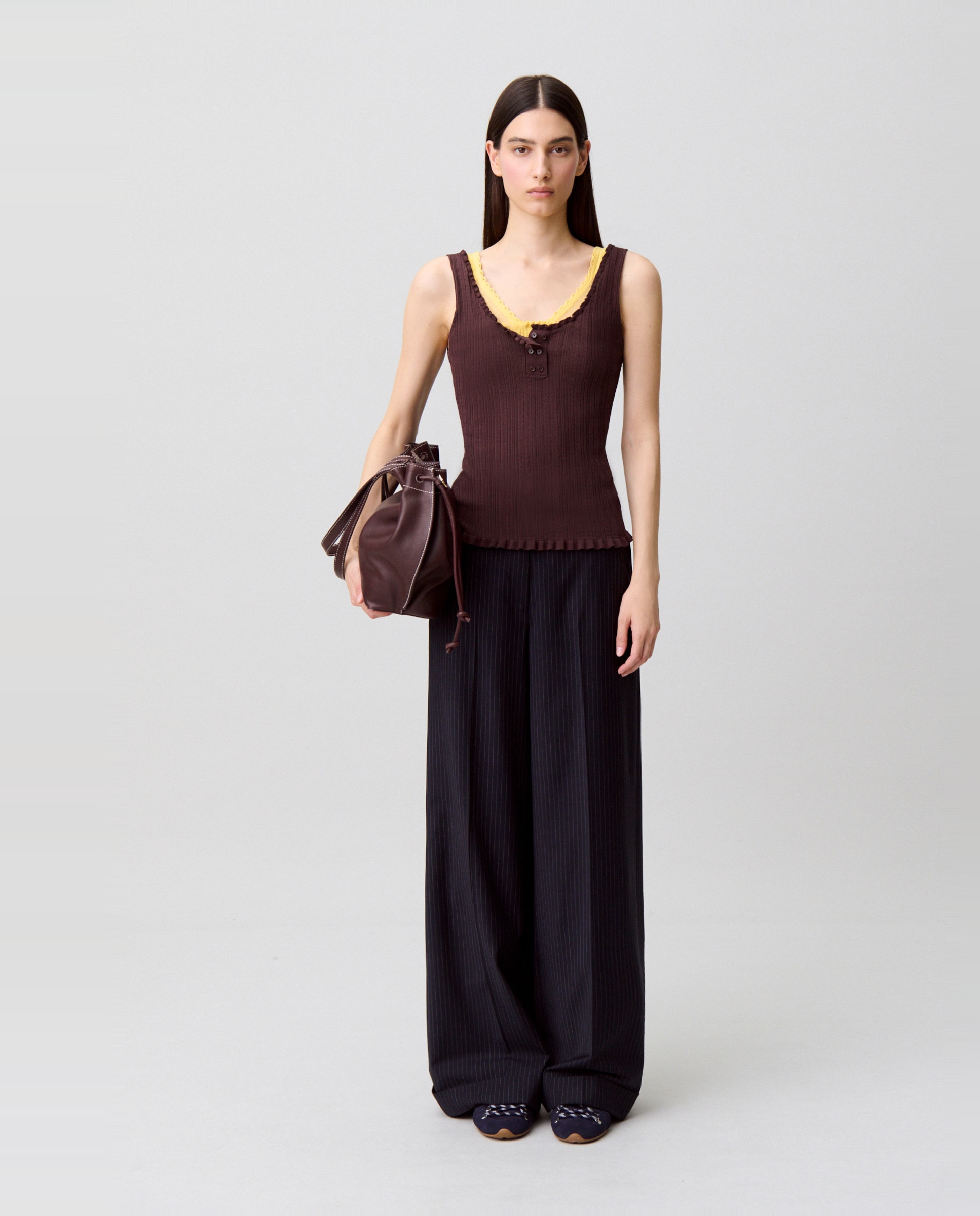 Pantalones rectos de mujer de traje de punto con corte recto - Claudie Pierlot - Negro Negro-4