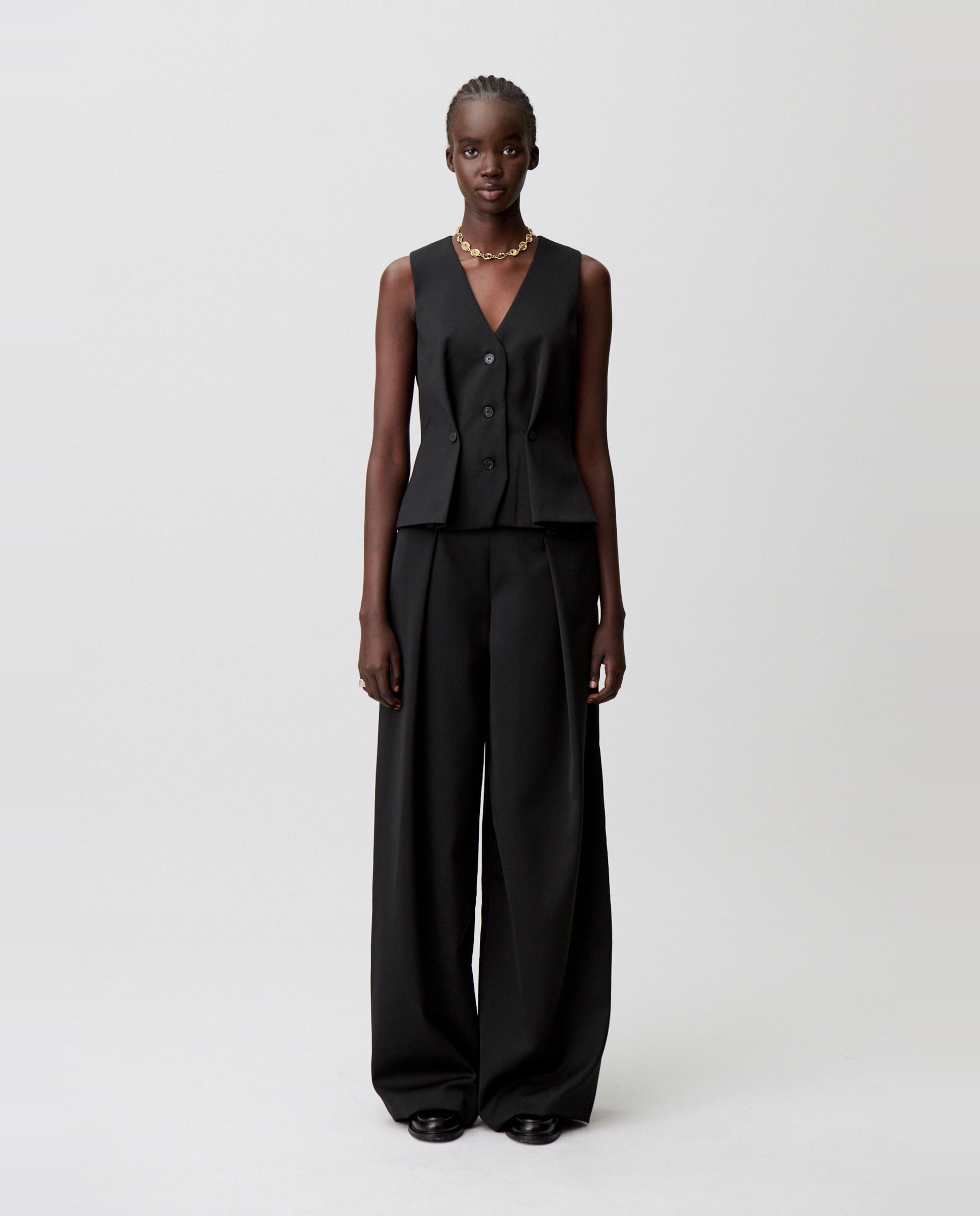 Claudie Pierlot - Pantalones anchos de mujer de sastre de mezcla de lana.