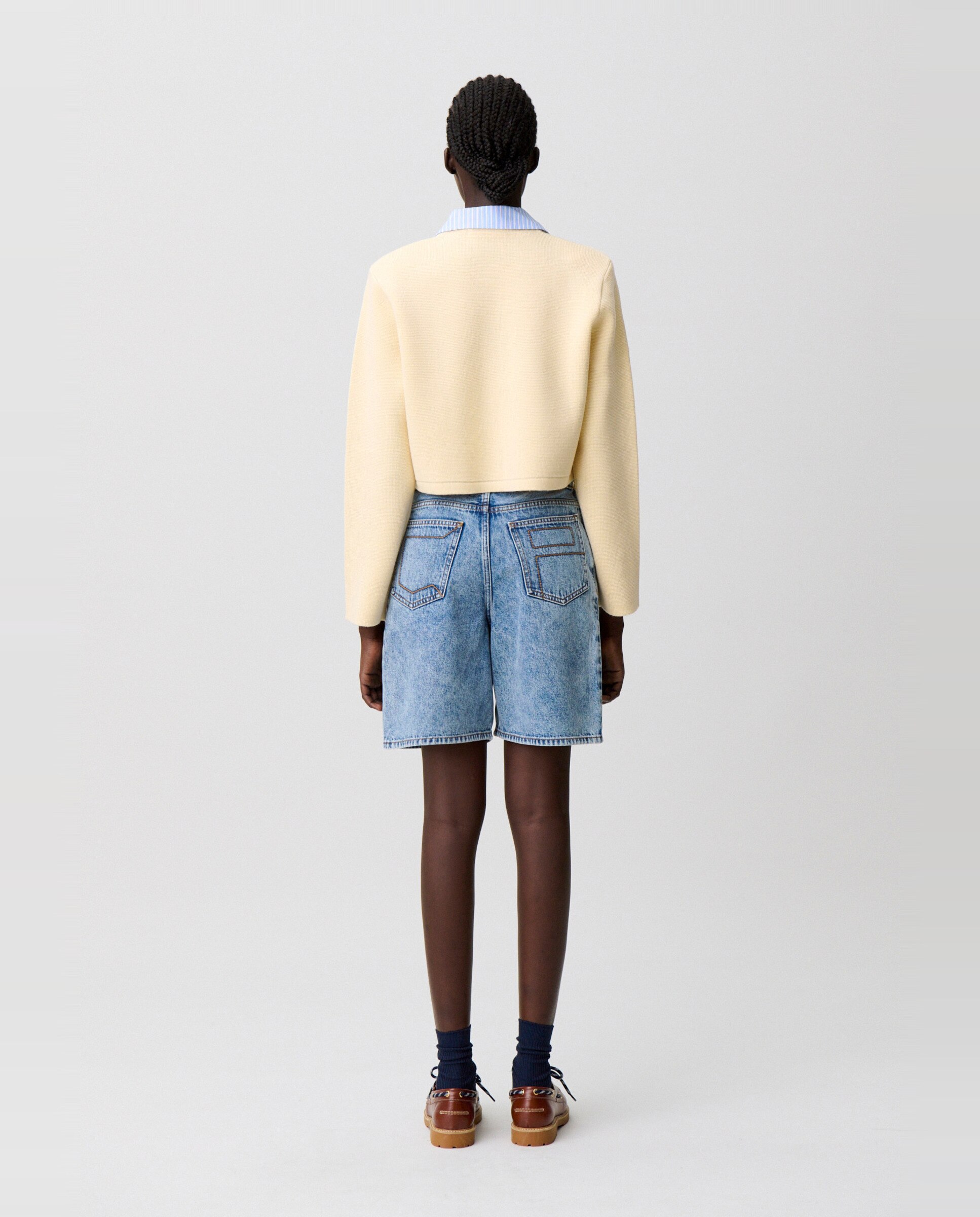 Cárdigan de punto de mujer con manga larga y cuello desmontable - Claudie Pierlot - Crema Crema-2