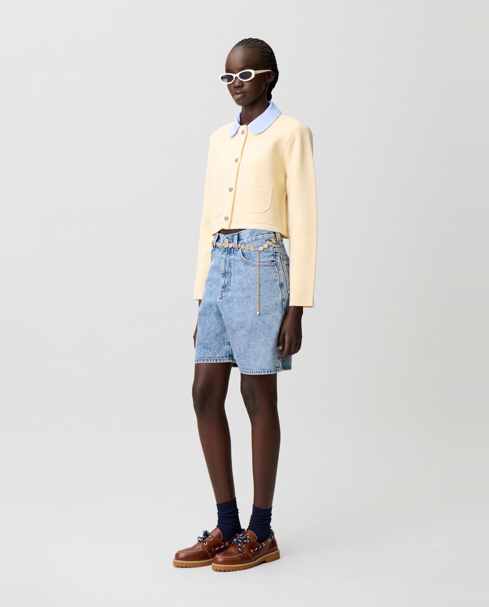 Cárdigan de punto de mujer con manga larga y cuello desmontable - Claudie Pierlot - Crema Crema-3