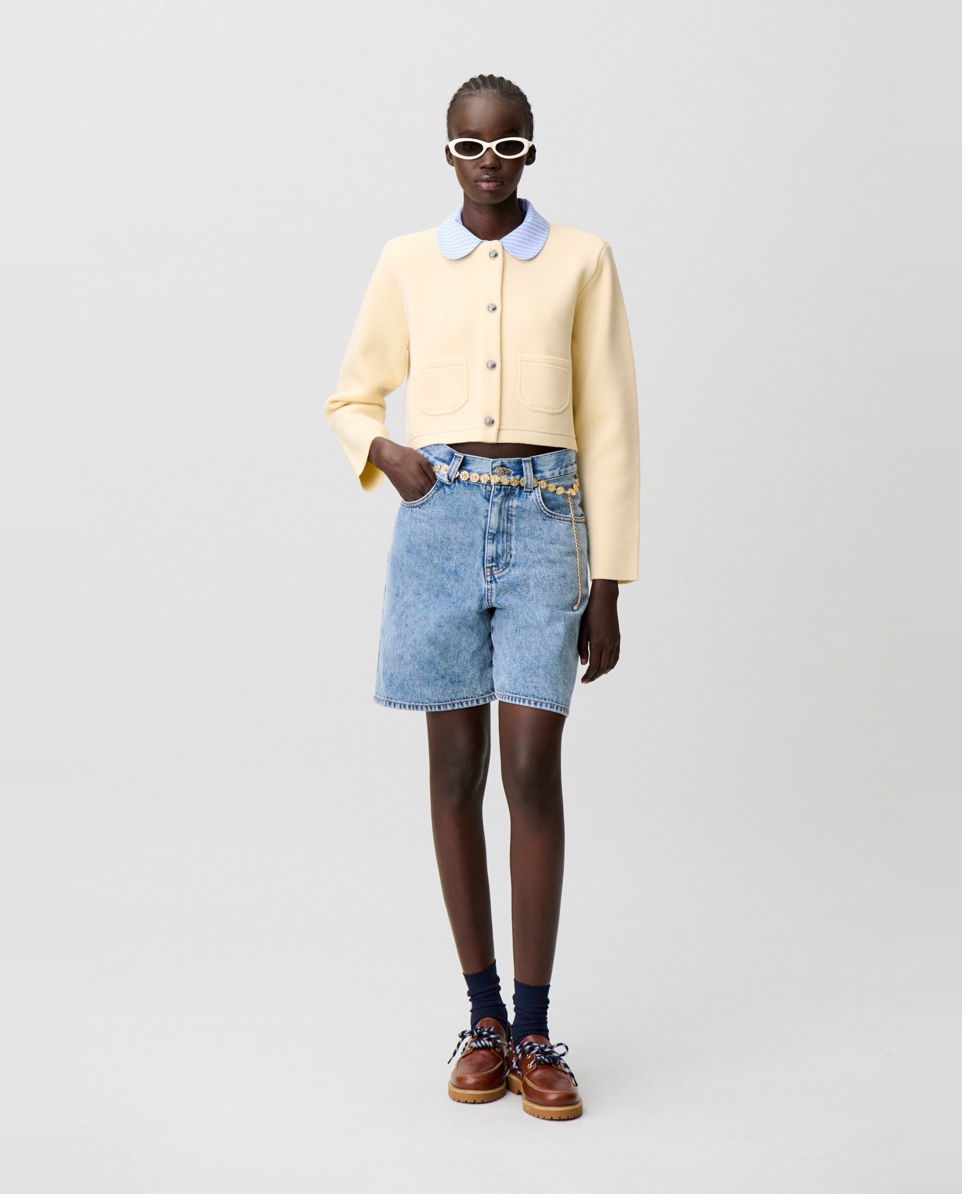 Cárdigan de punto de mujer con manga larga y cuello desmontable - Claudie Pierlot - Crema Crema-4