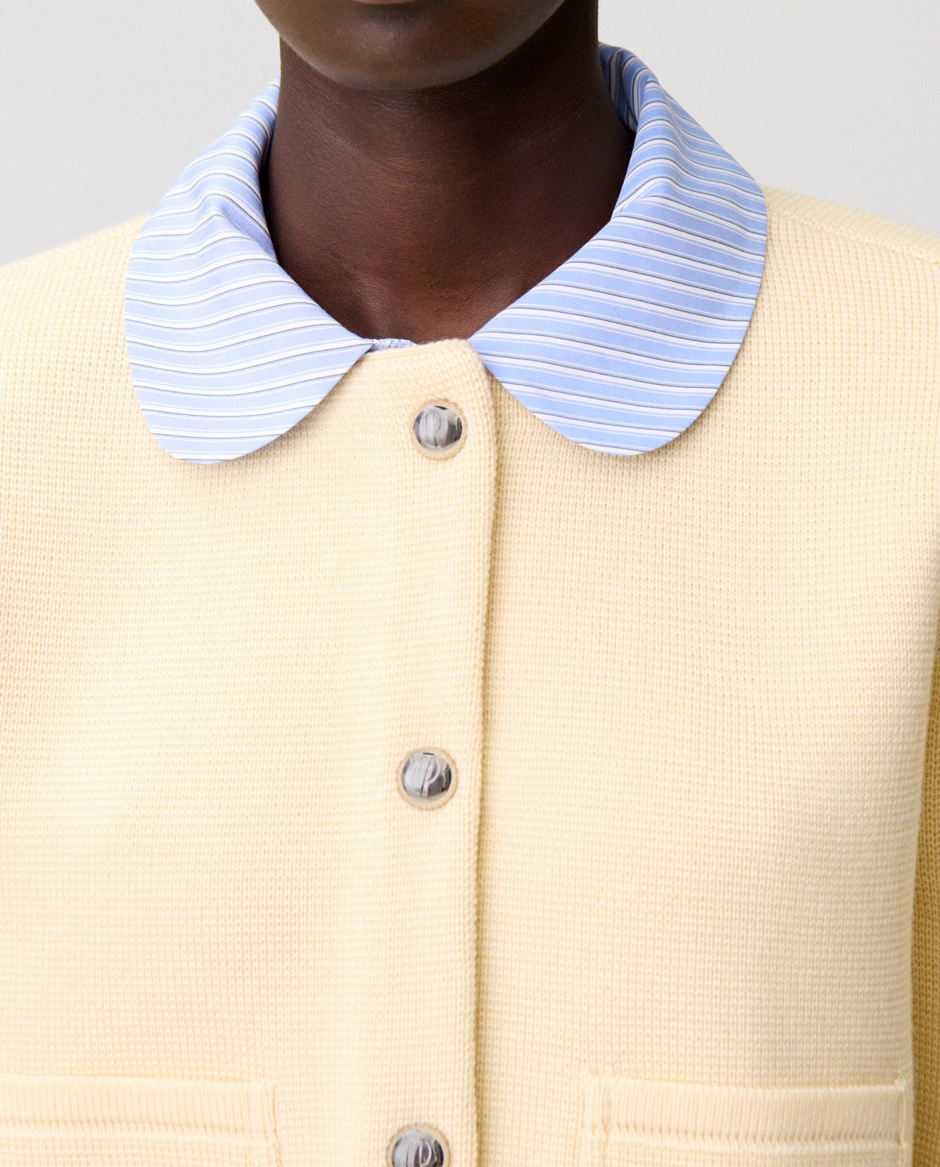 Cárdigan de punto de mujer con manga larga y cuello desmontable - Claudie Pierlot - Crema Crema-5