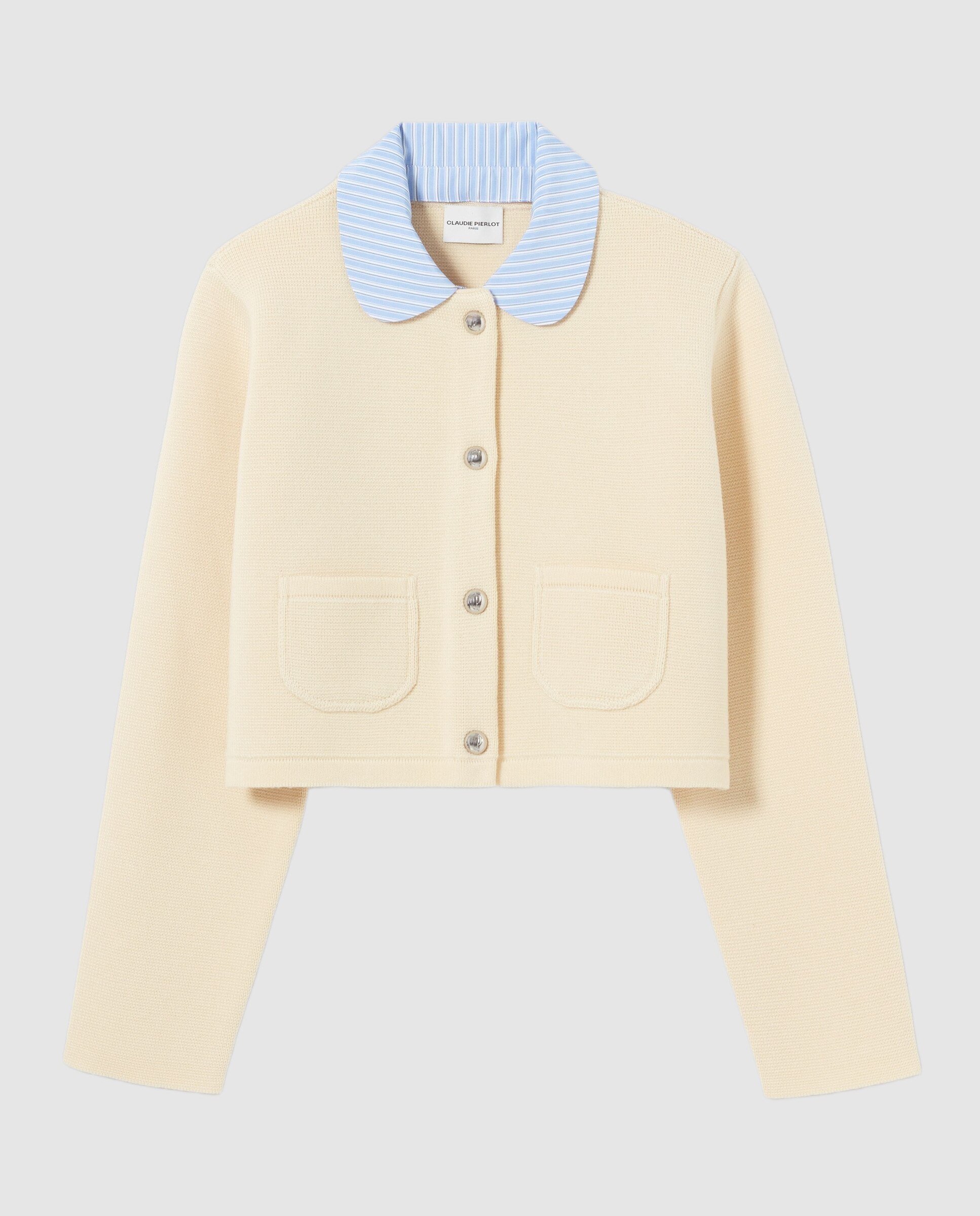 Cárdigan de punto de mujer con manga larga y cuello desmontable - Claudie Pierlot - Crema Crema-6