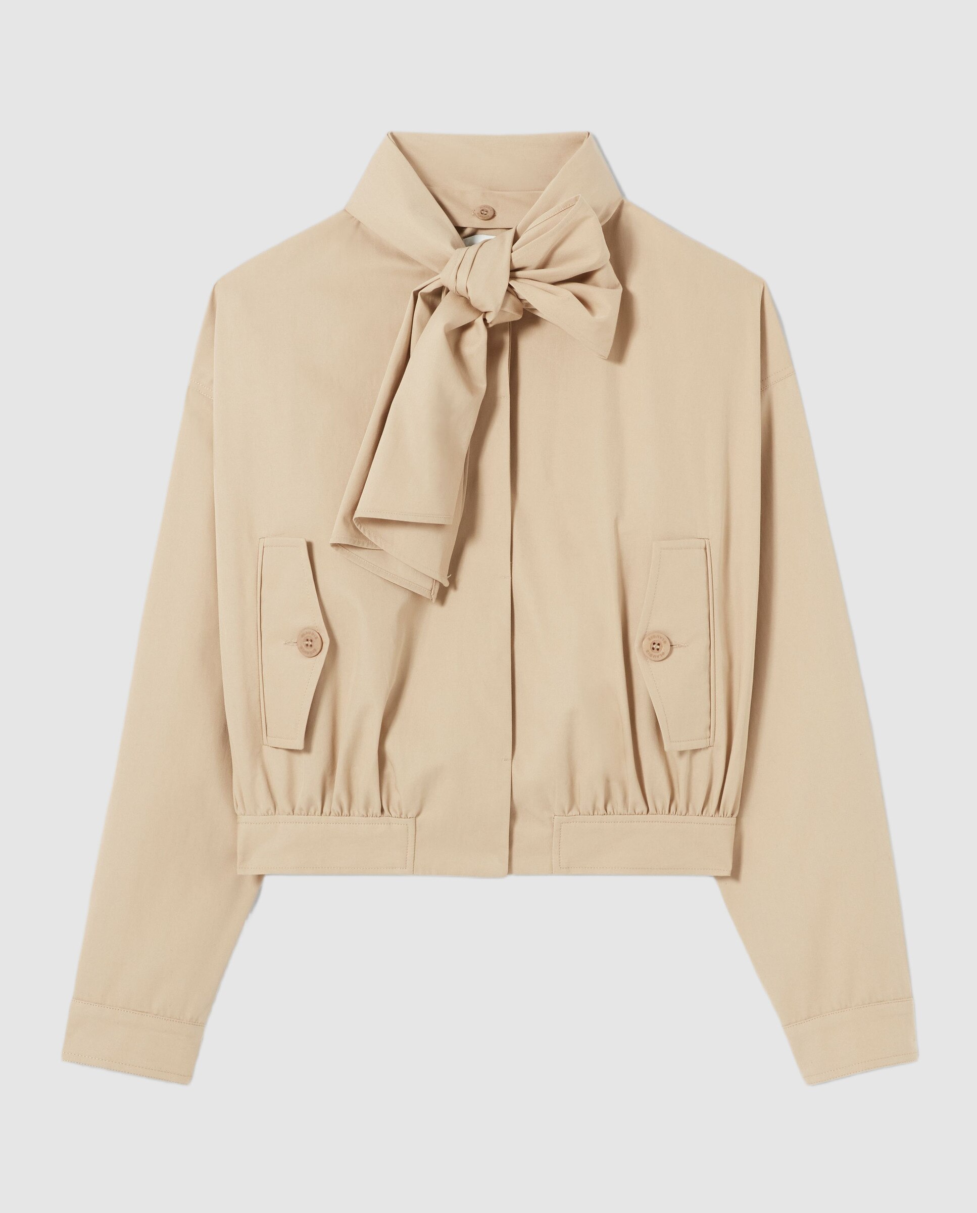 Gabardina de mujer corta con algodón y cuello desmontable - Claudie Pierlot - Beige Beige-6