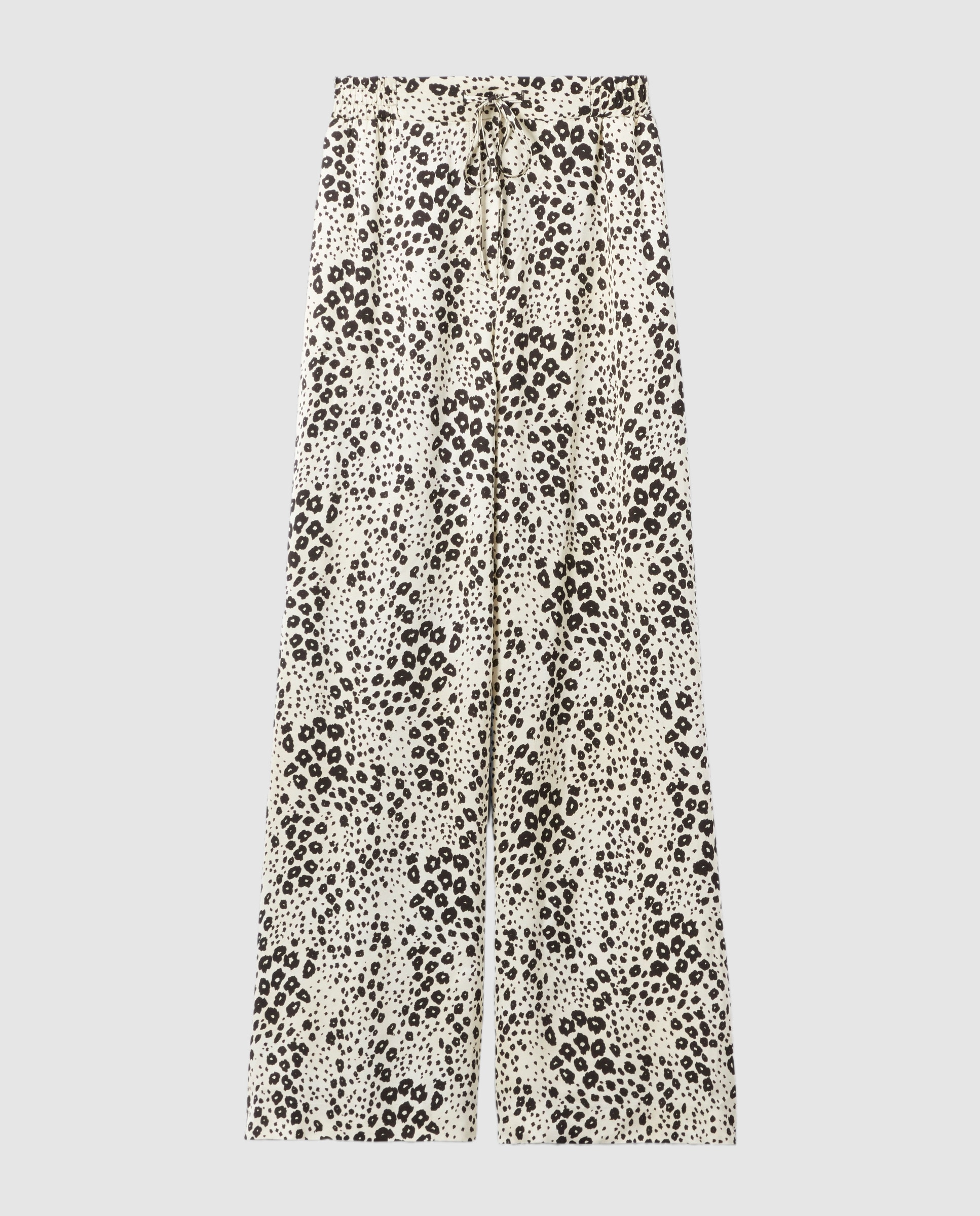 Pantalones anchos de mujer de satén ligero con estampado animal - Claudie Pierlot - Crema Crema-5