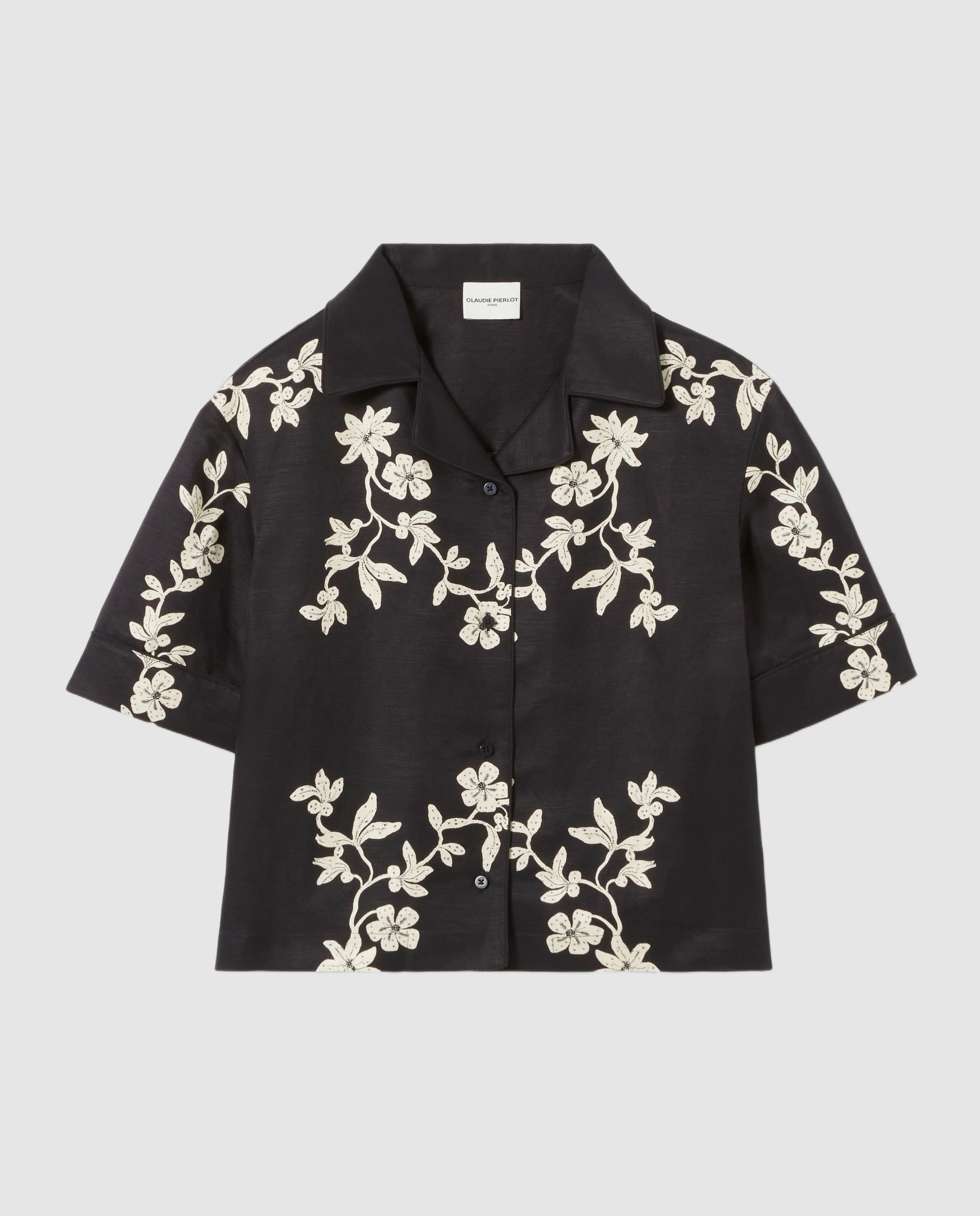 Camisa de mujer de manga corta con estampado floral - Claudie Pierlot - Negro Negro-6
