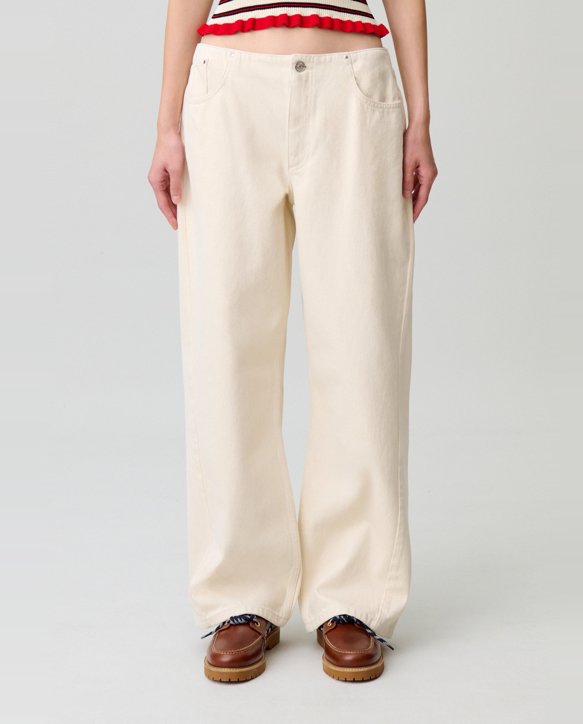 Vaquero de mujer relajado pernera ancha algodón - Claudie Pierlot - Crudo Crudo-2
