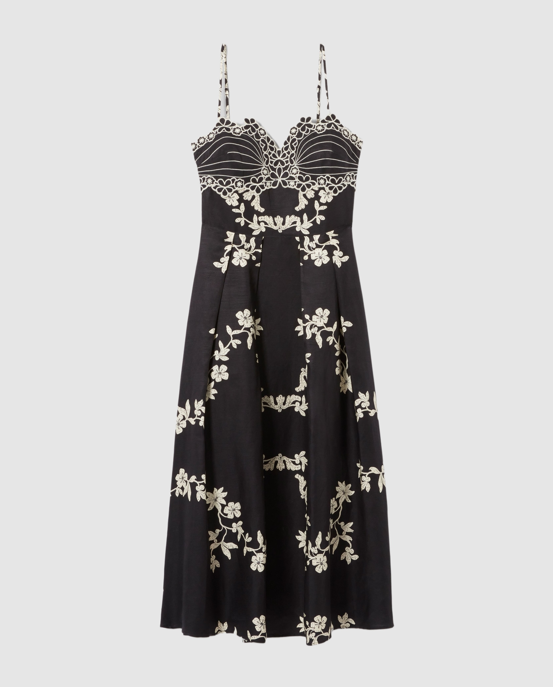 Vestido midi de tirantes con bordados florales - Claudie Pierlot - Negro Negro-7
