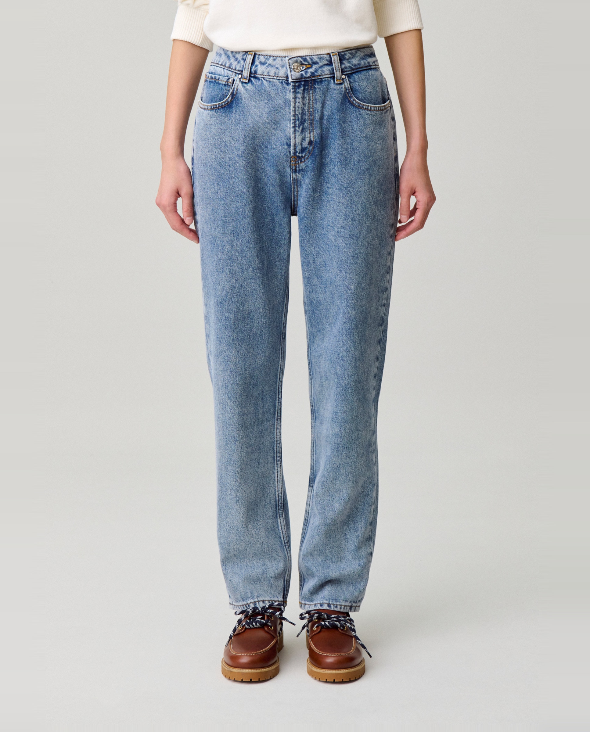 Vaquero pitillo de mujer desgastado largo 7/8 - Claudie Pierlot - Azul Azul-2
