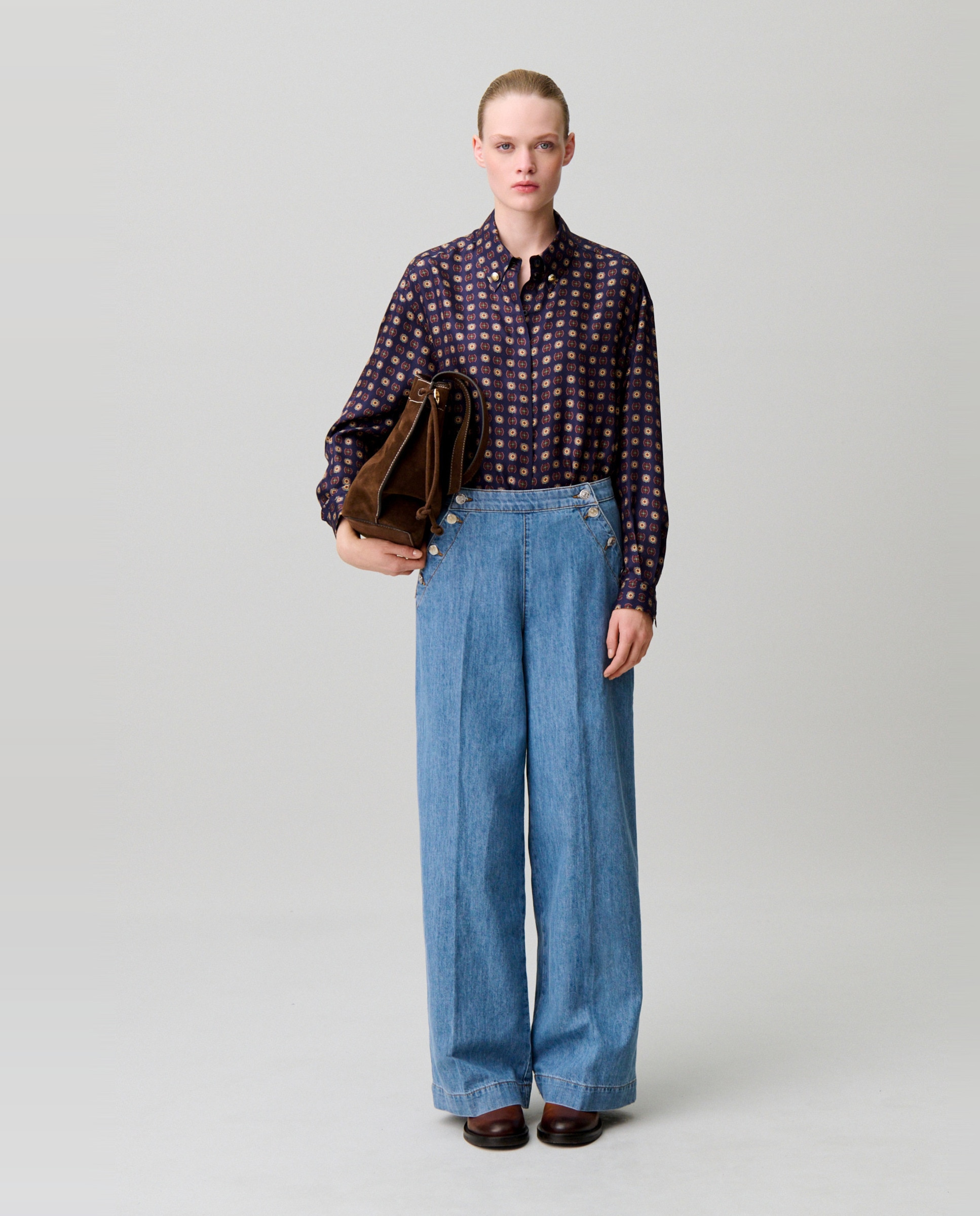 Vaqueros anchos de mujer marineros talle normal - Claudie Pierlot - Azul Azul-1