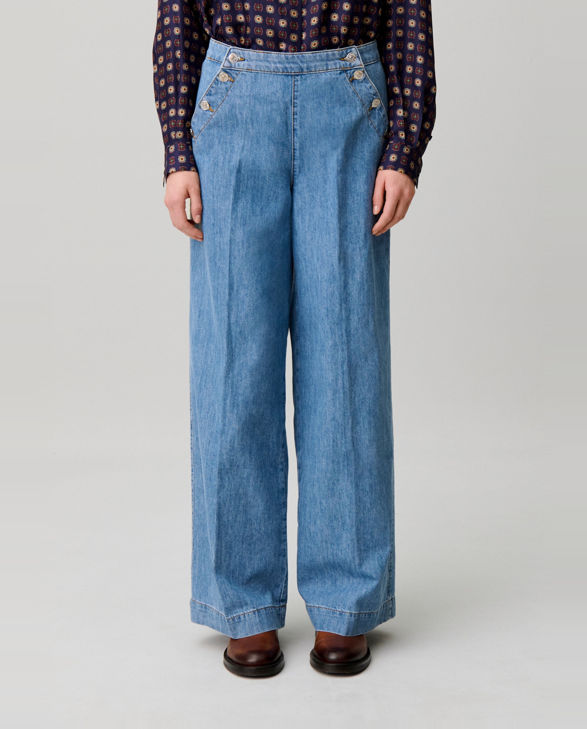 Vaqueros anchos de mujer marineros talle normal - Claudie Pierlot - Azul Azul-2