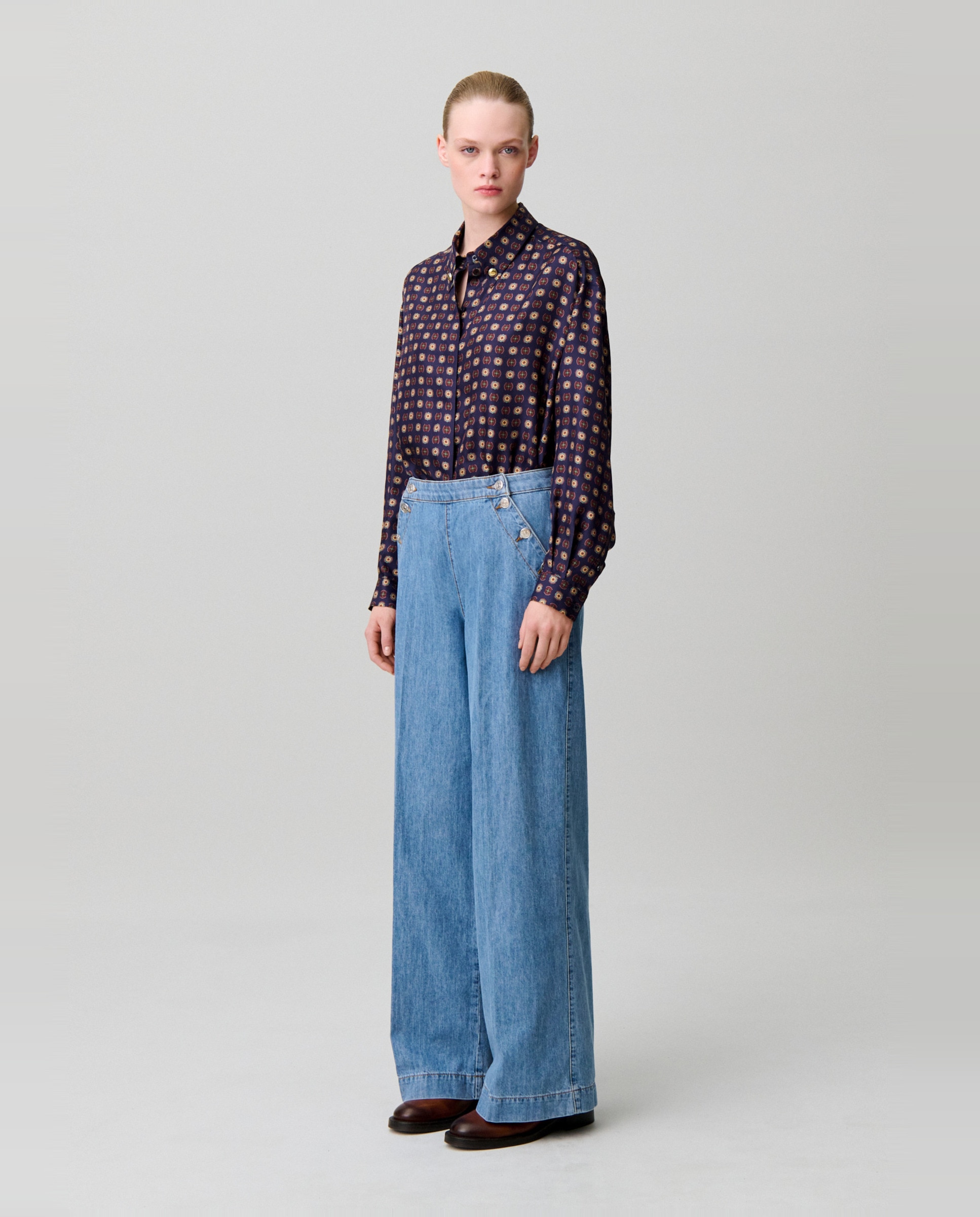 Vaqueros anchos de mujer marineros talle normal - Claudie Pierlot - Azul Azul-4