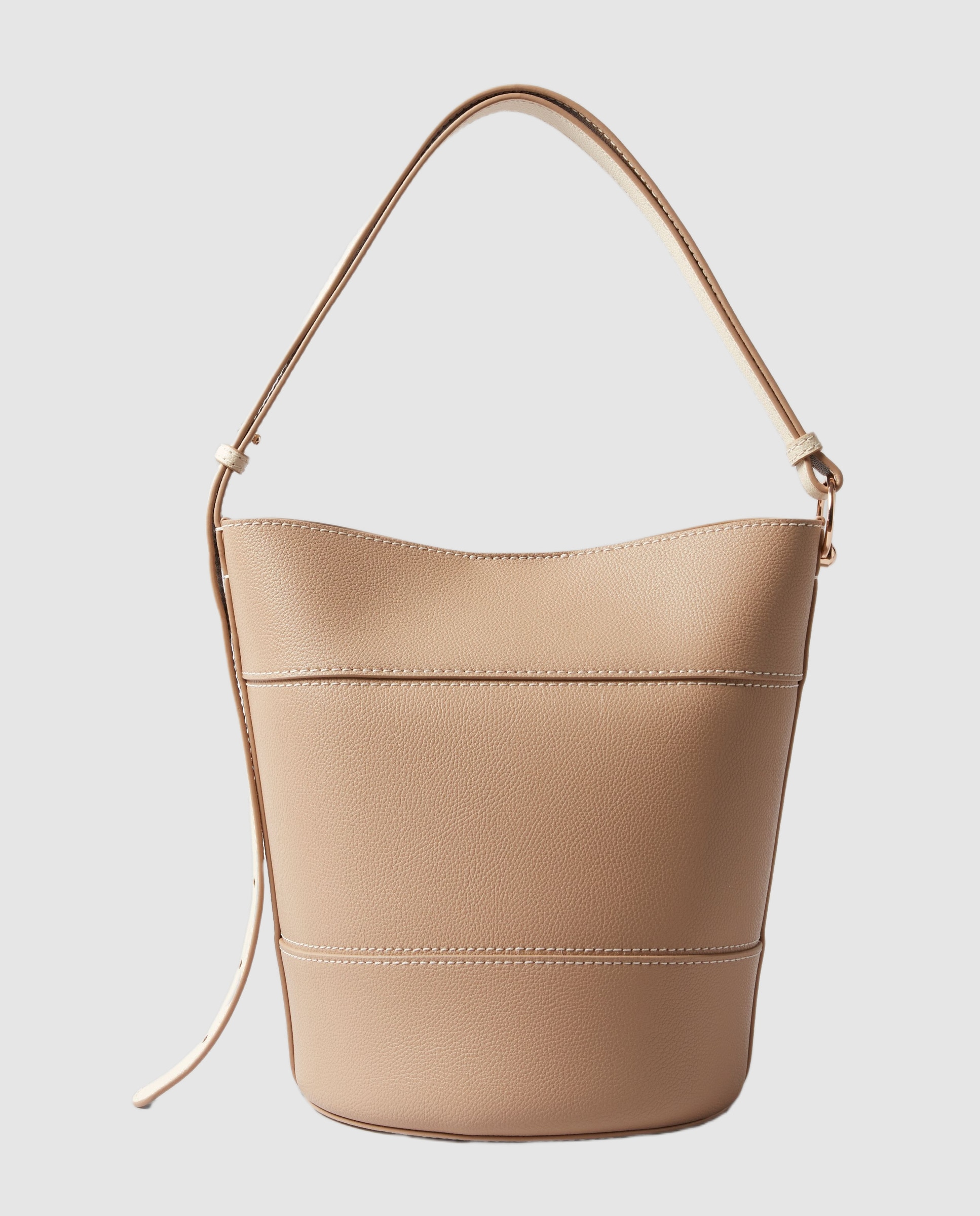 Bolso de hombro bombonera de piel granulada con cierre imantado y multiposición - Claudie Pierlot - Beige Beige-3
