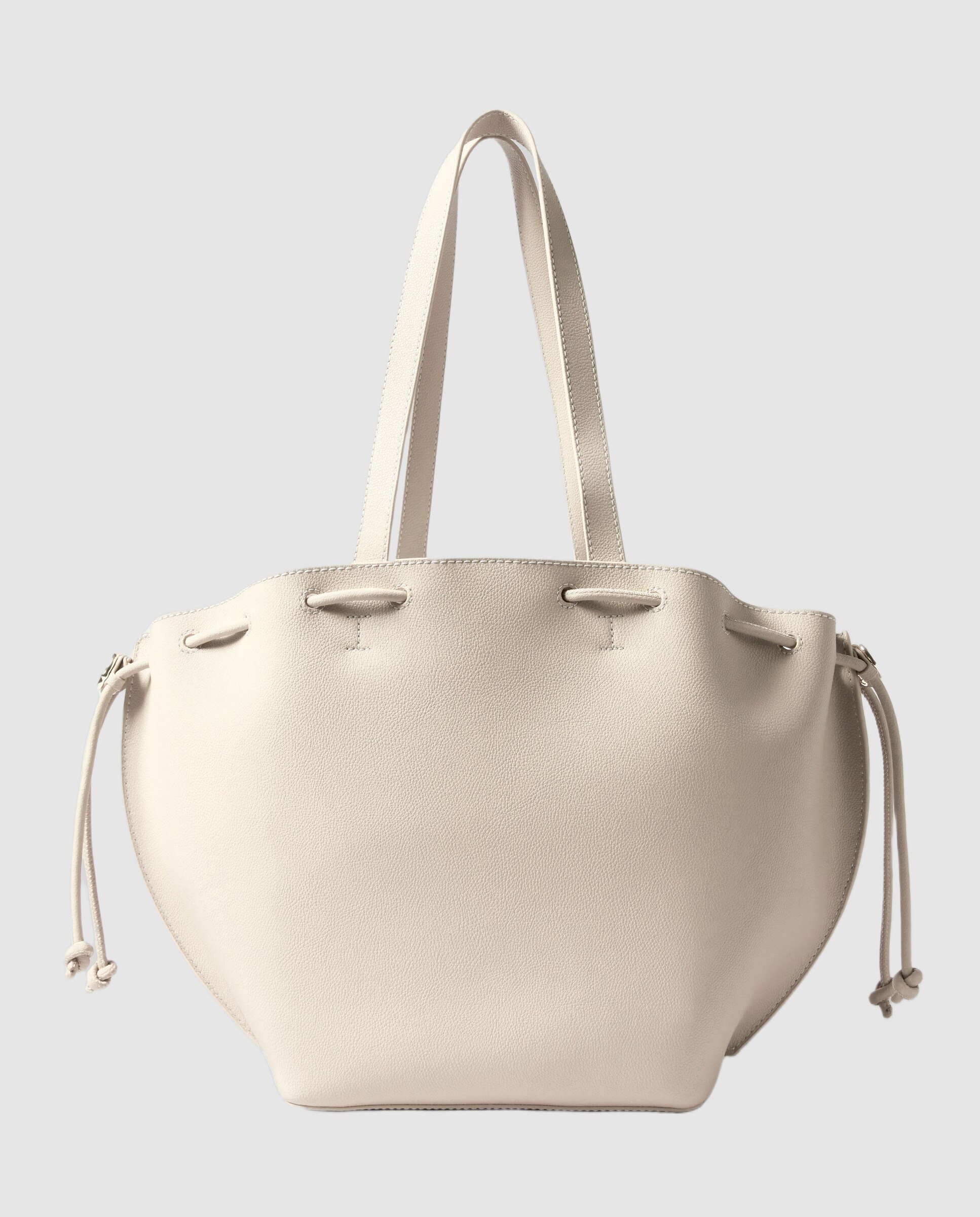 Bolso de hombro shopper reversible de piel granulada con cierre imantado - Claudie Pierlot - Blanco Blanco-3
