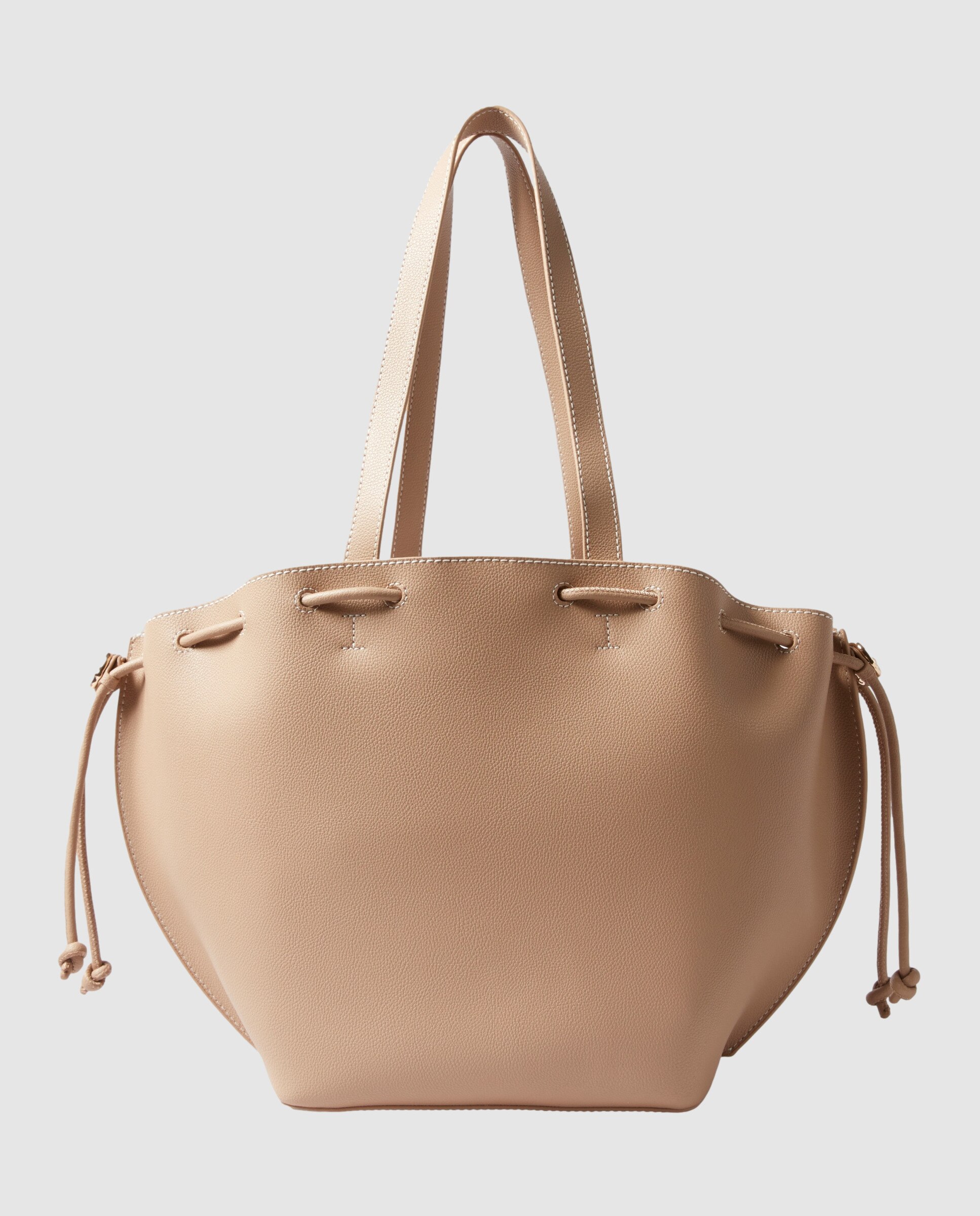 Bolso de hombro shopper reversible de piel granulada con cierre imantado - Claudie Pierlot - Beige Beige-3