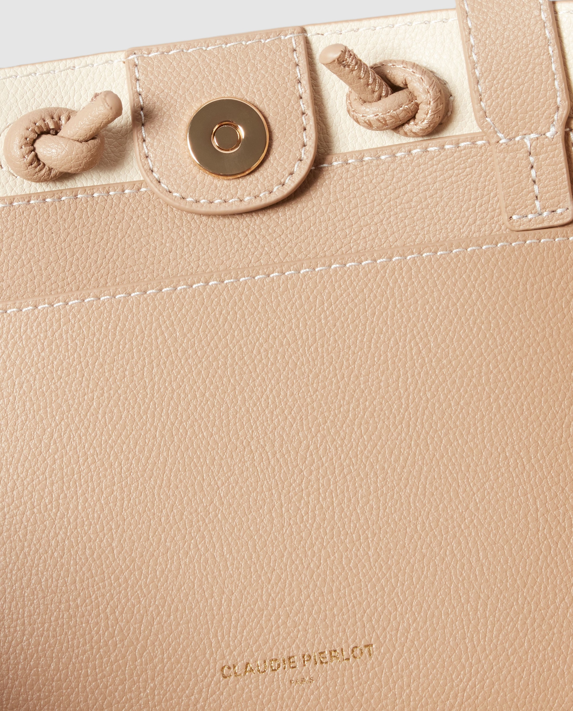 Bolso de hombro shopper reversible de piel granulada con cierre imantado - Claudie Pierlot - Beige Beige-2