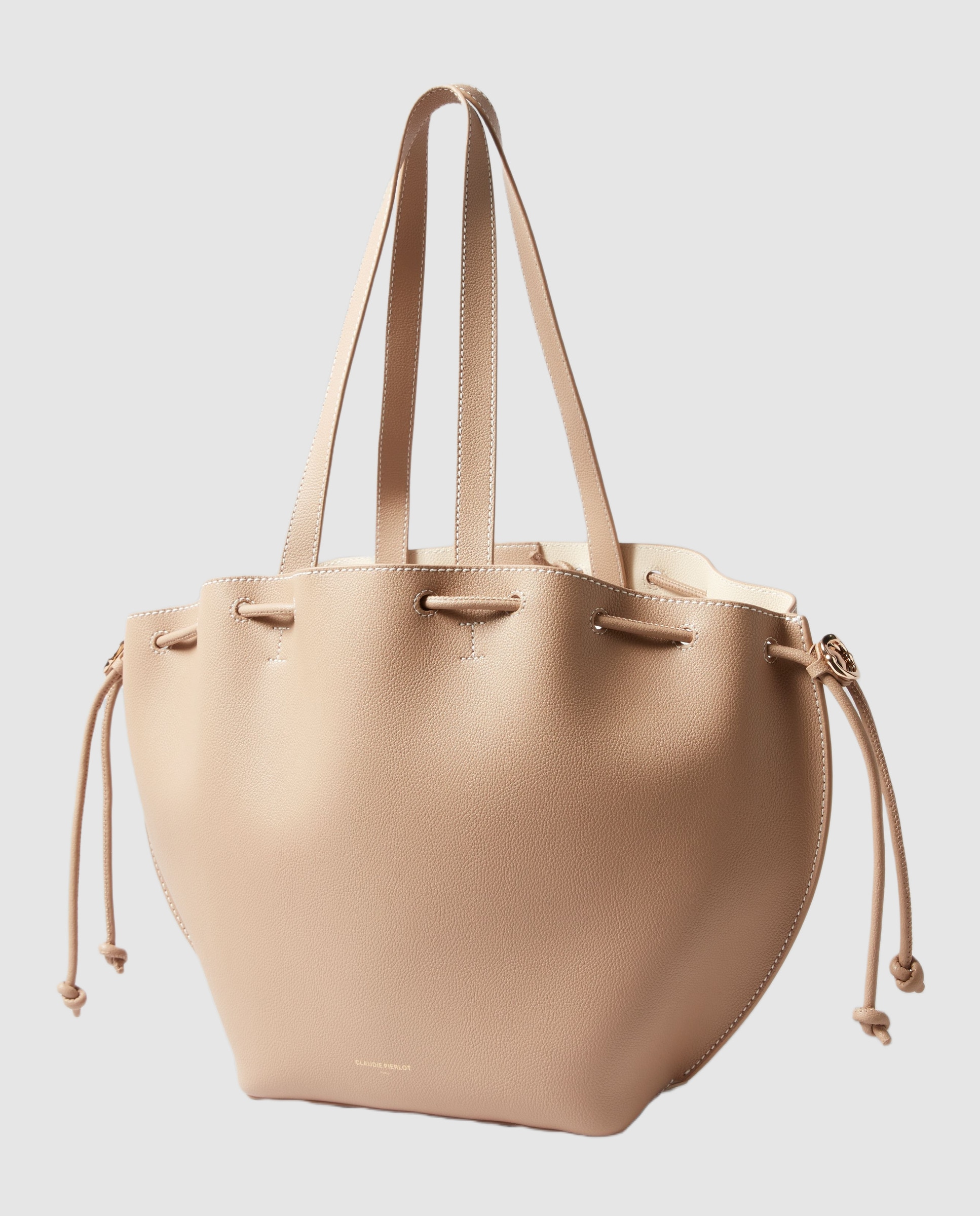Bolso de hombro shopper reversible de piel granulada con cierre imantado - Claudie Pierlot - Beige Beige-4