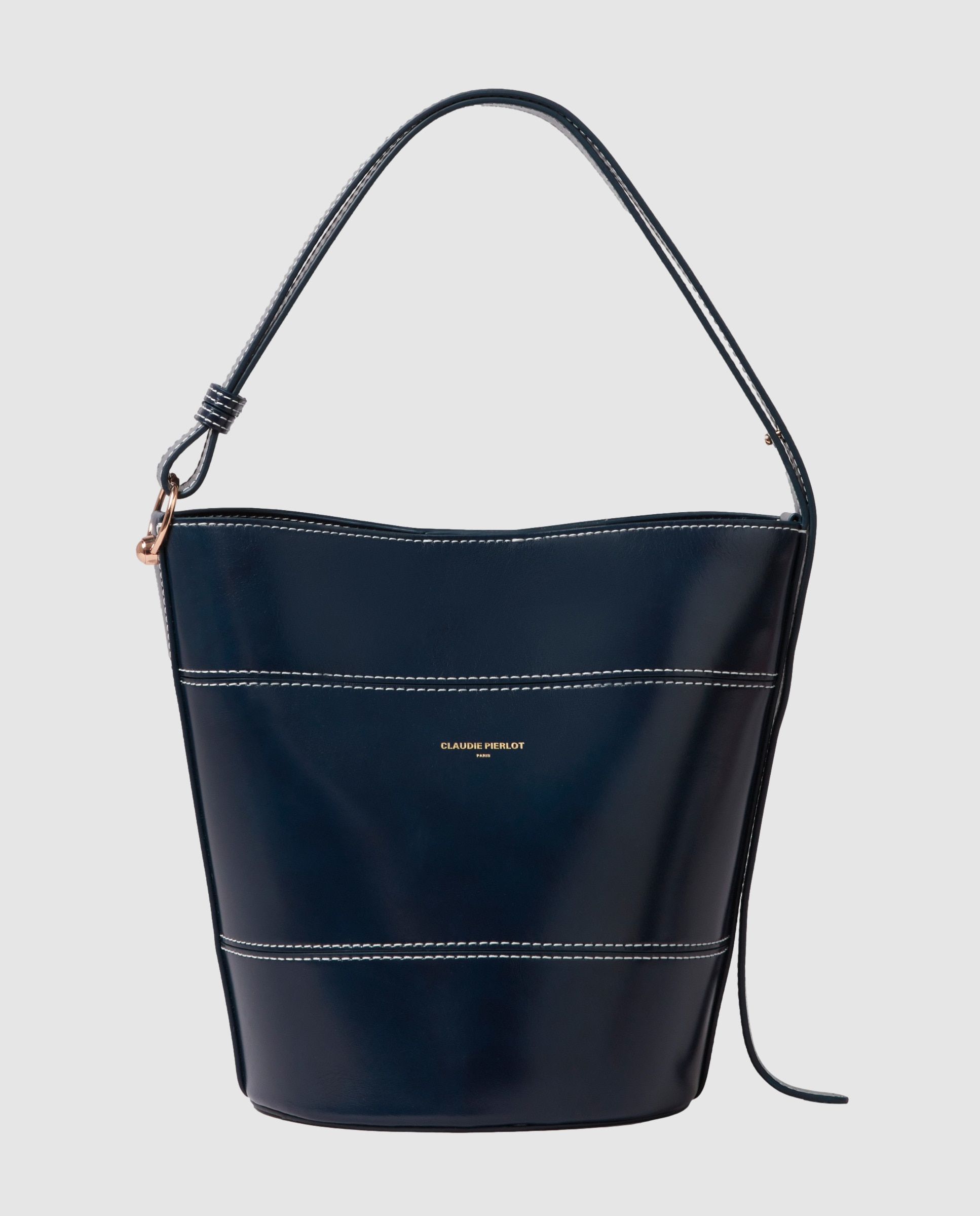 Imagen 0 de Bolso de hombro bombonera de piel ajustable con cierre imantado Azul marino