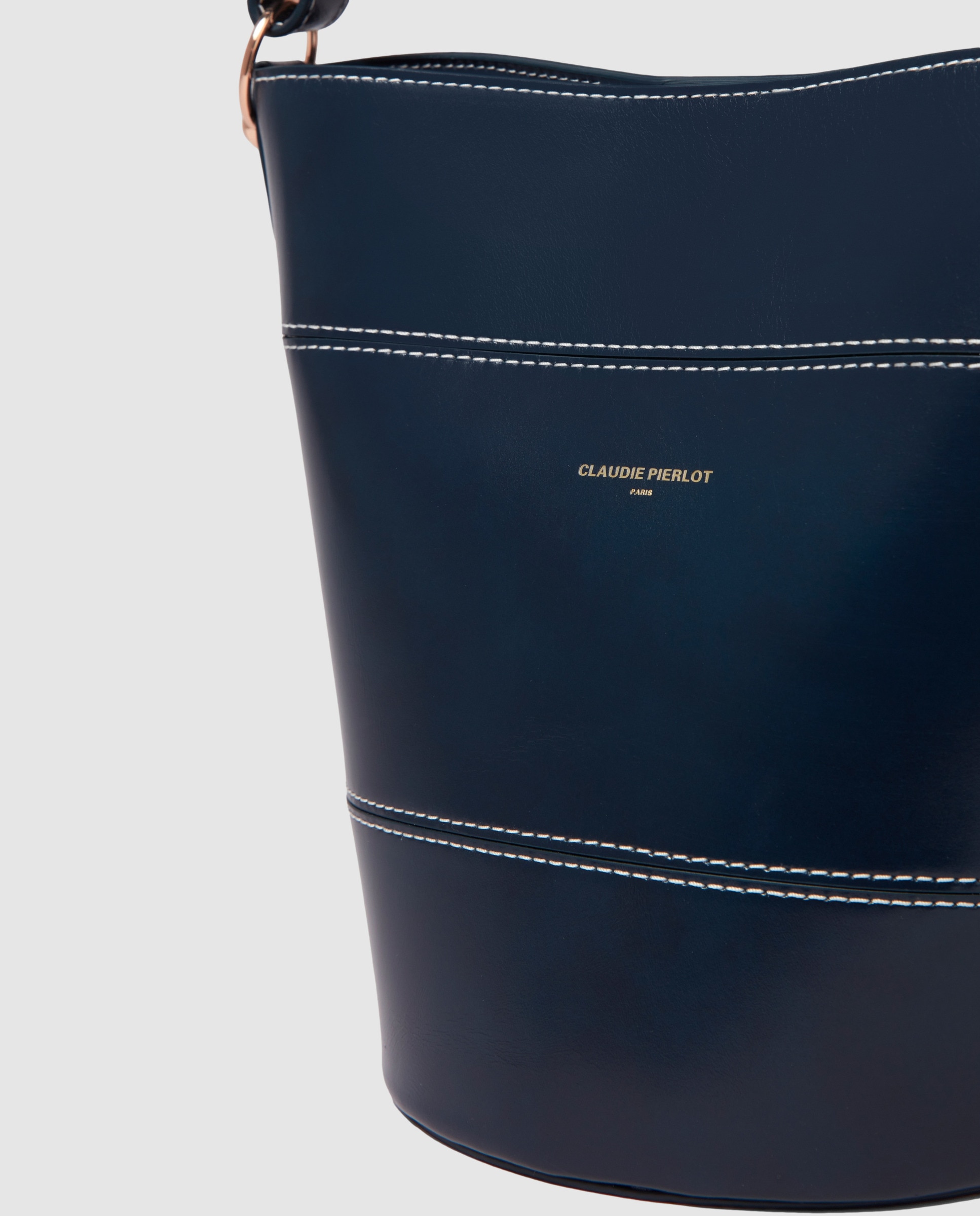 Bolso de hombro bombonera de piel ajustable con cierre imantado - Claudie Pierlot - Azul marino Azul marino-2