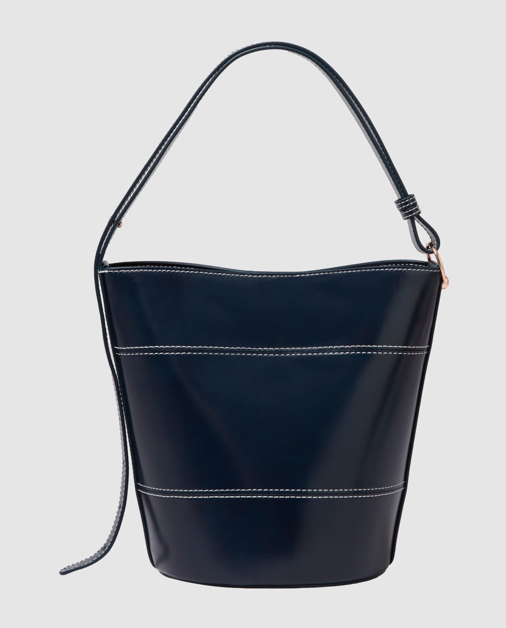 Bolso de hombro bombonera de piel ajustable con cierre imantado - Claudie Pierlot - Azul marino Azul marino-4