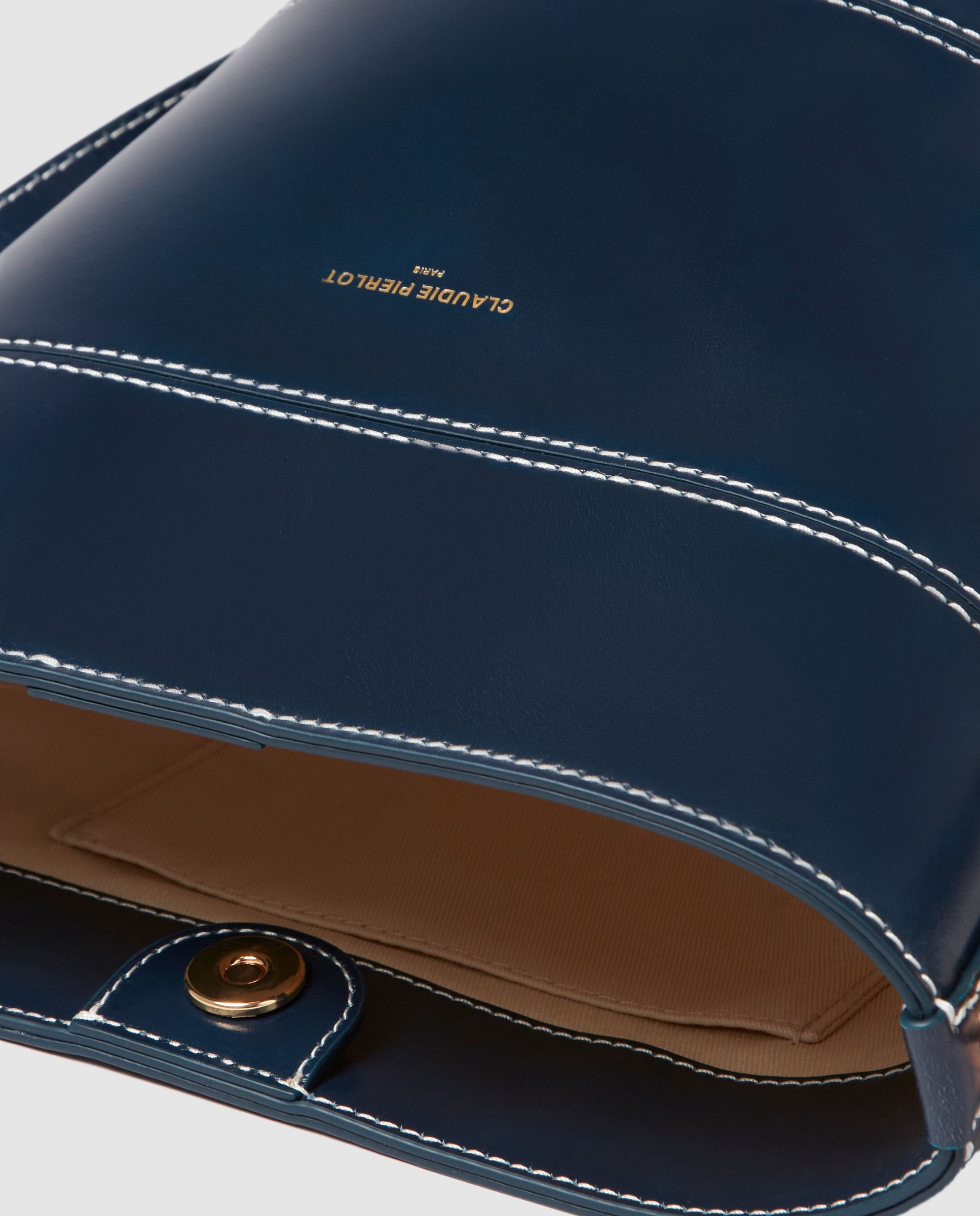 Bolso de hombro bombonera de piel ajustable con cierre imantado - Claudie Pierlot - Azul marino Azul marino-5