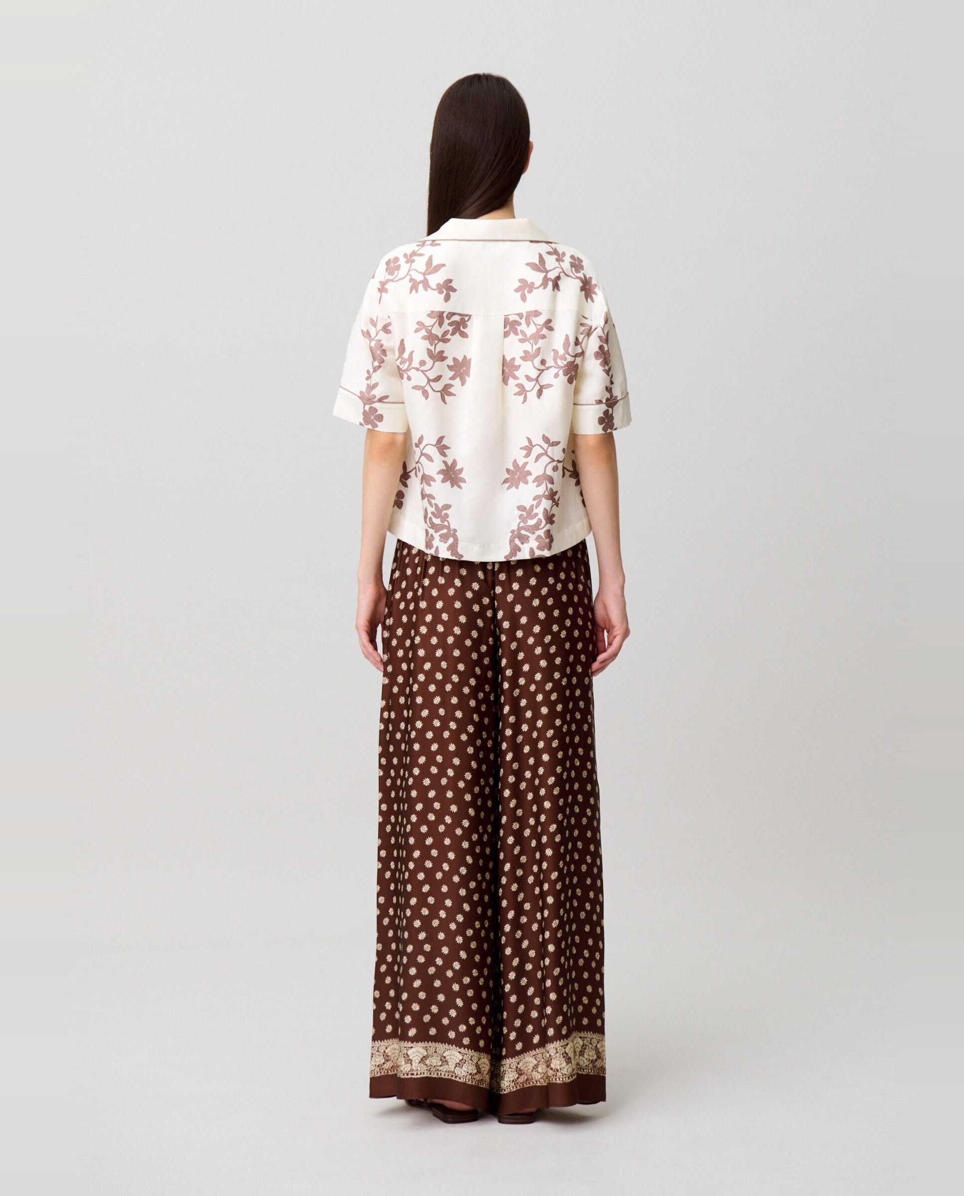 Camisa de mujer de manga corta con estampado floral - Claudie Pierlot - Crudo Crudo-2