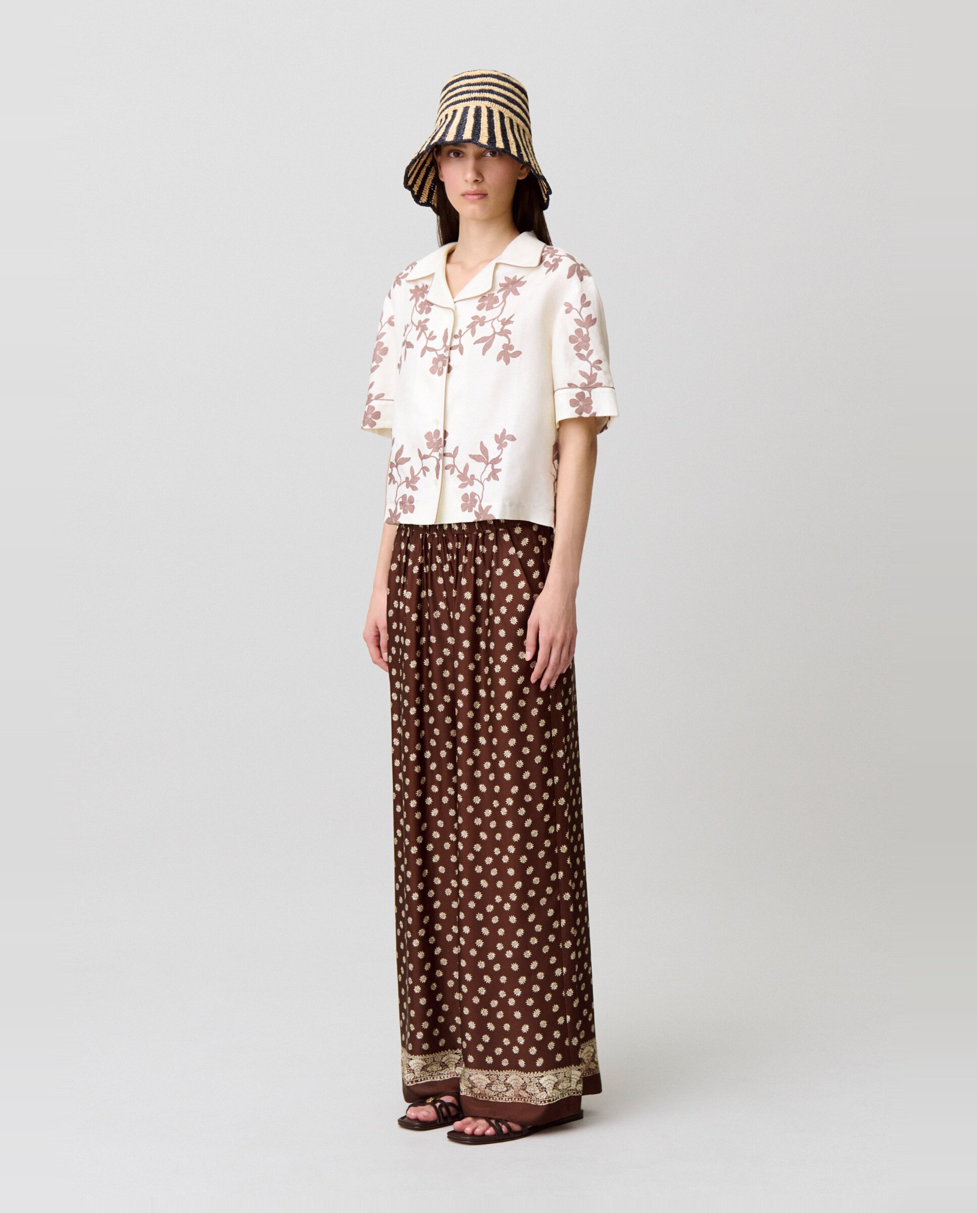 Camisa de mujer de manga corta con estampado floral - Claudie Pierlot - Crudo Crudo-3