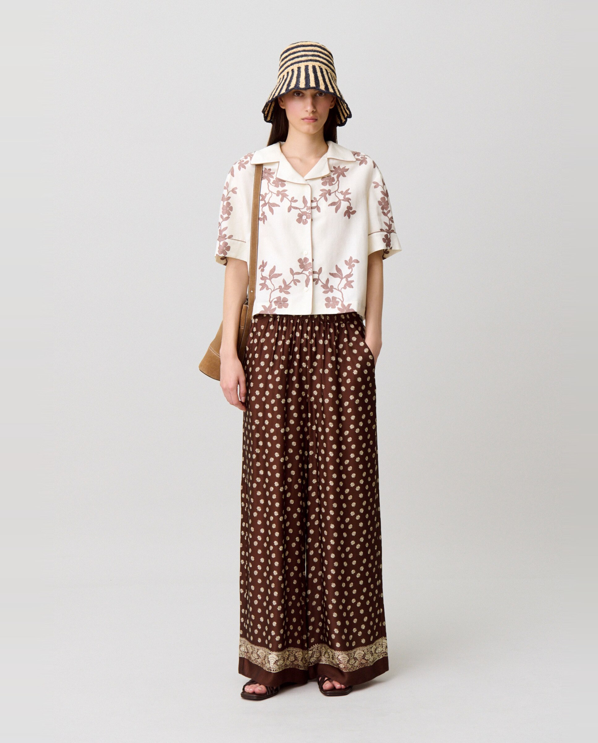 Camisa de mujer de manga corta con estampado floral - Claudie Pierlot - Crudo Crudo-4