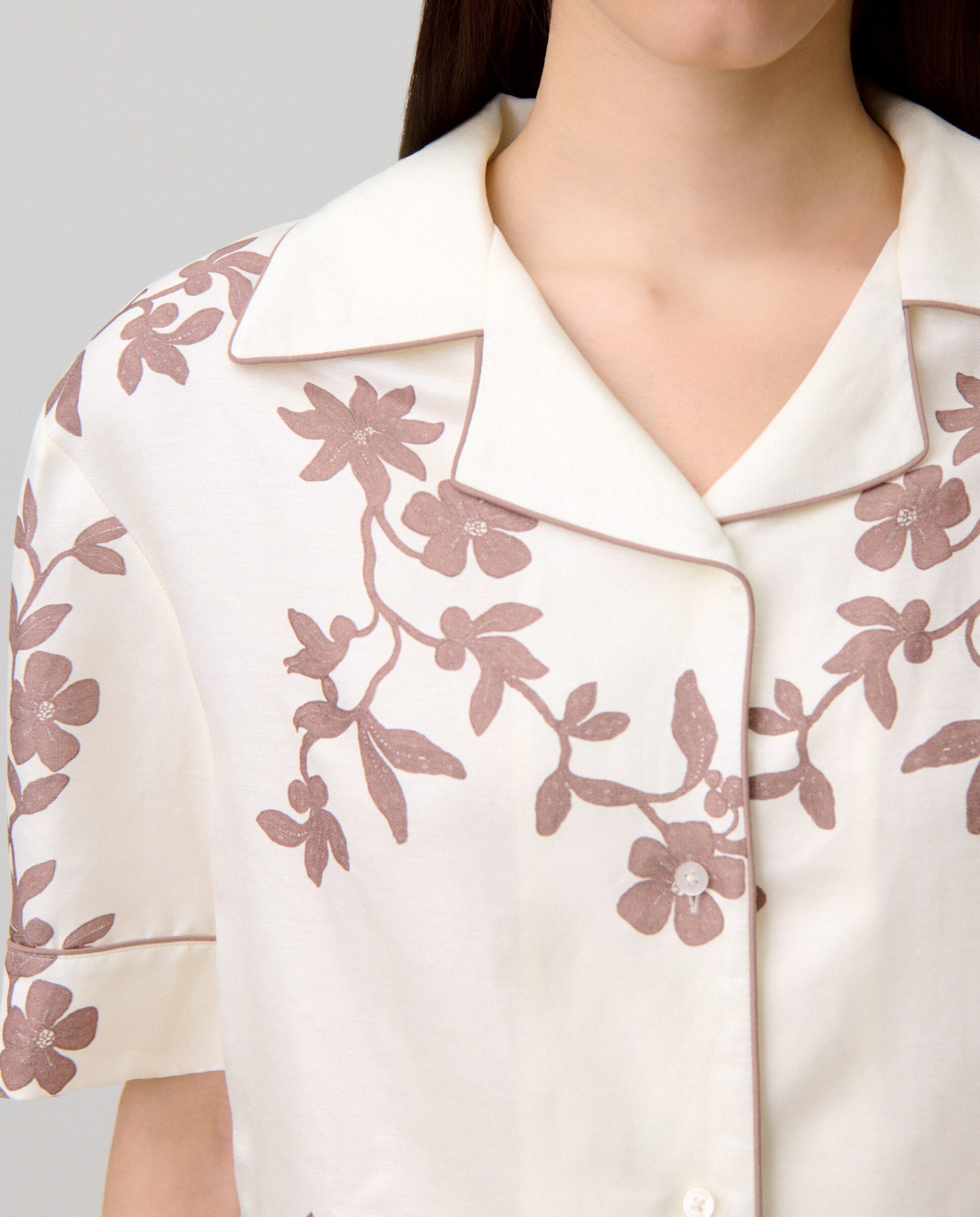 Camisa de mujer de manga corta con estampado floral - Claudie Pierlot - Crudo Crudo-5