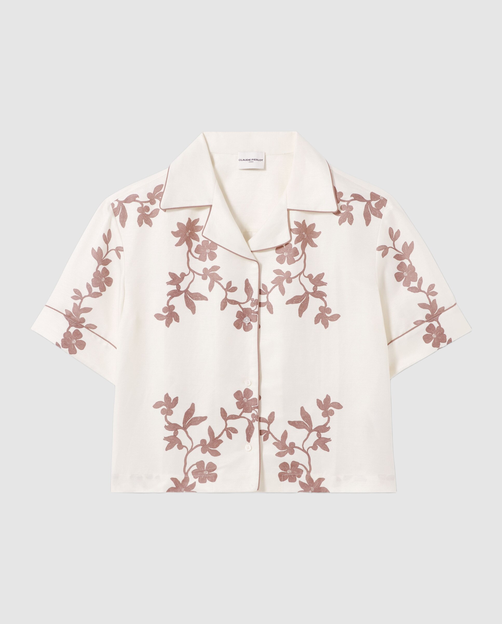 Camisa de mujer de manga corta con estampado floral - Claudie Pierlot - Crudo Crudo-6