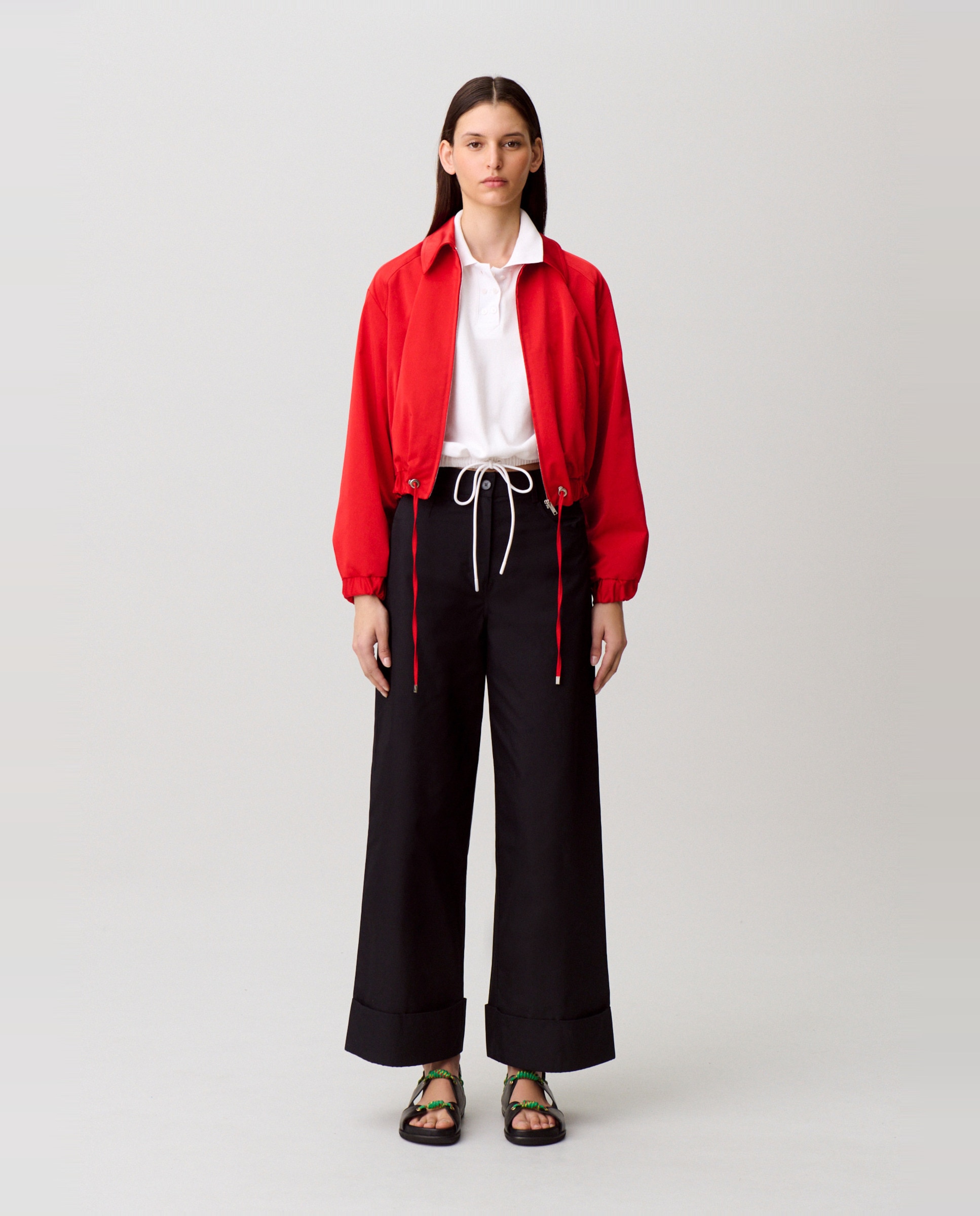 Pantalones anchos de mujer, de corte relajado y bajo vuelto - Claudie Pierlot - Negro Negro-1