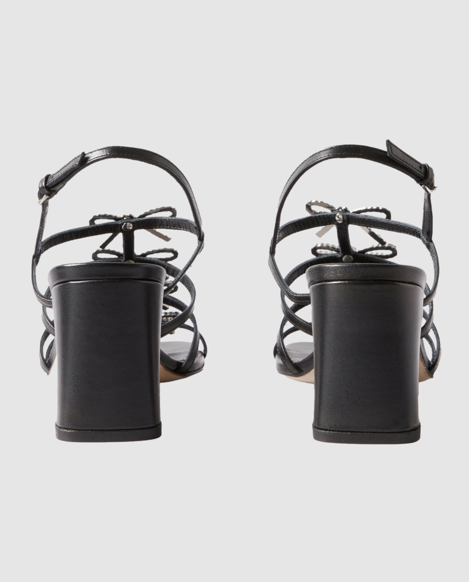 Sandalias de tacón de mujer de piel con joyas - Claudie Pierlot - Negro Negro-4