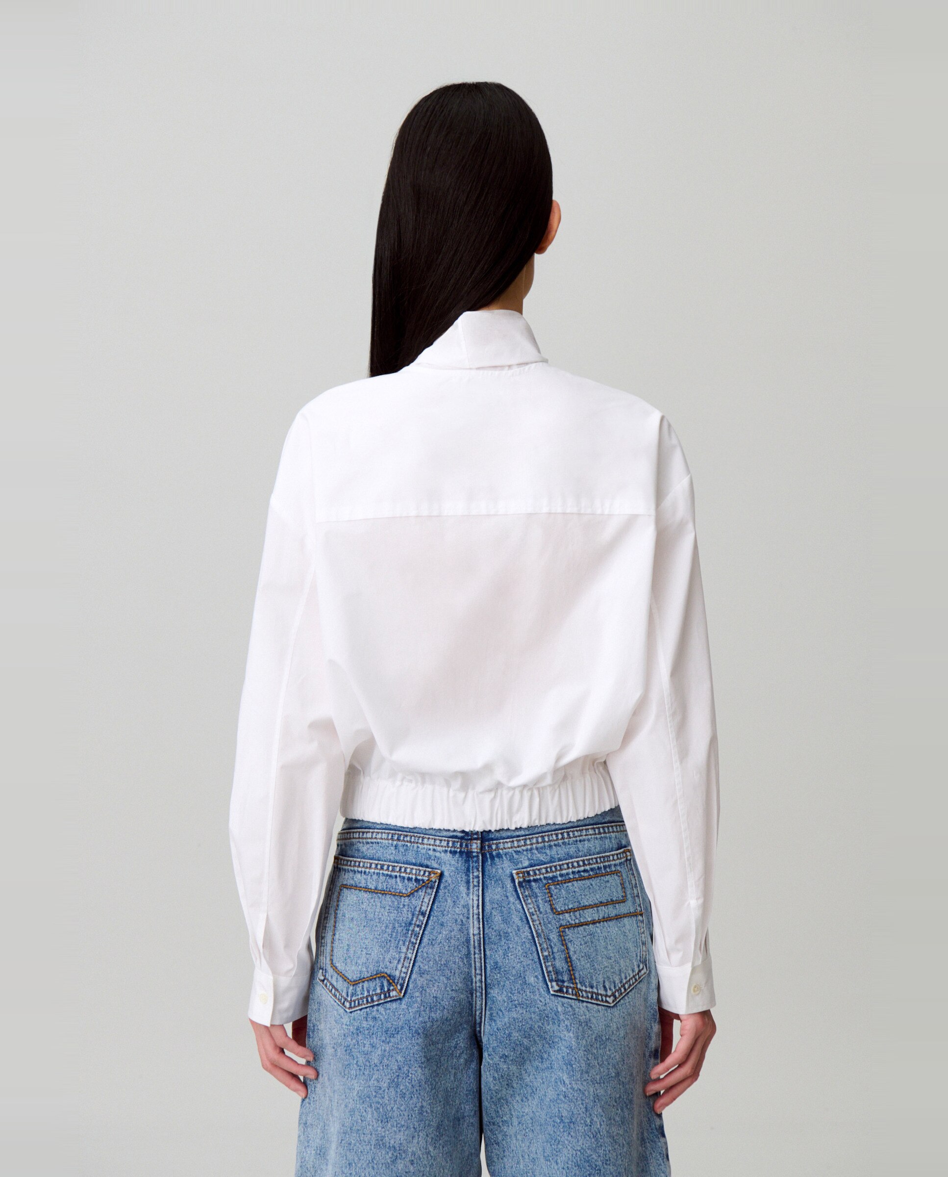 Camisa de mujer 100% algodón con cuello lavallière - Claudie Pierlot - Blanco Blanco-2