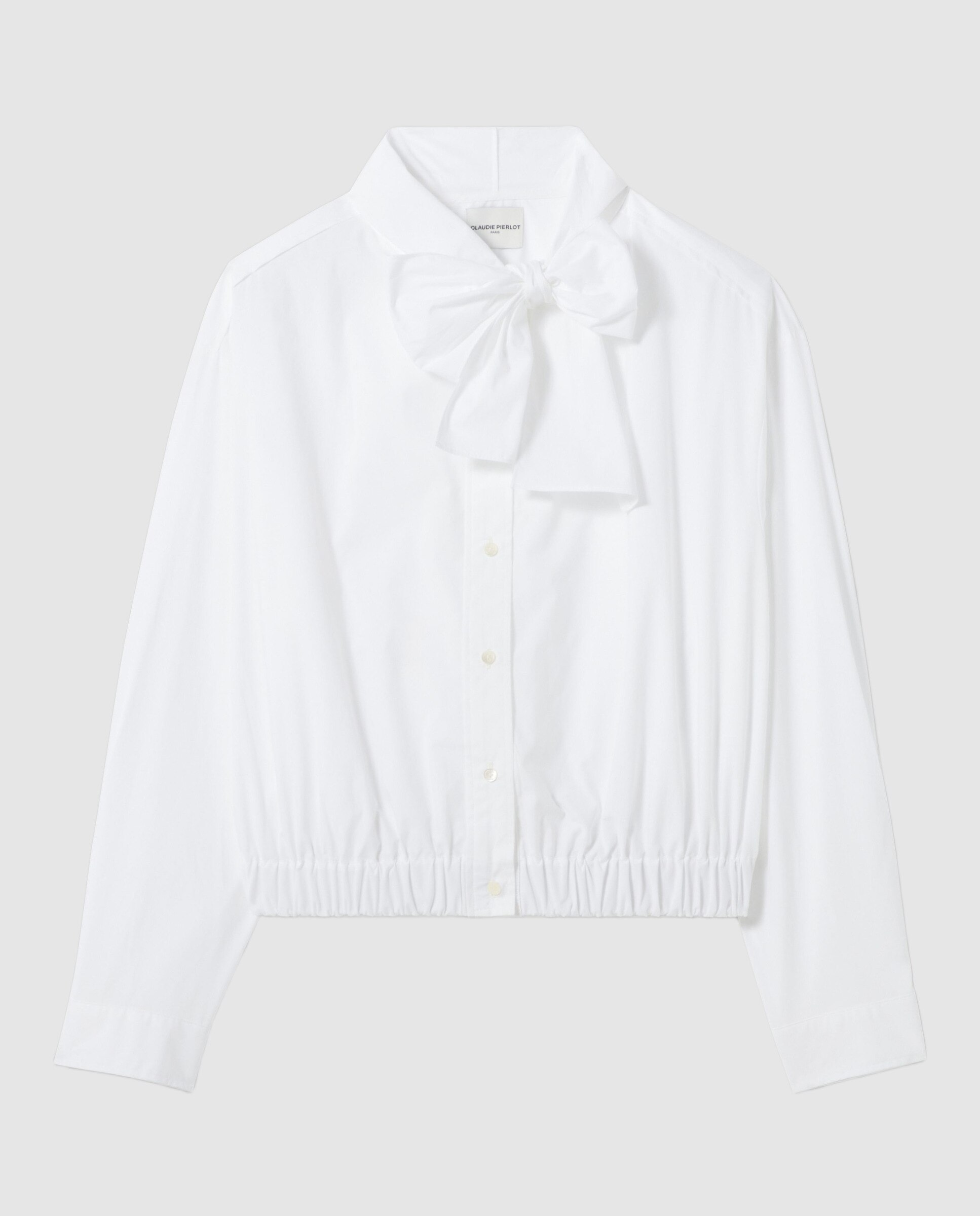 Camisa de mujer 100% algodón con cuello lavallière - Claudie Pierlot - Blanco Blanco-6