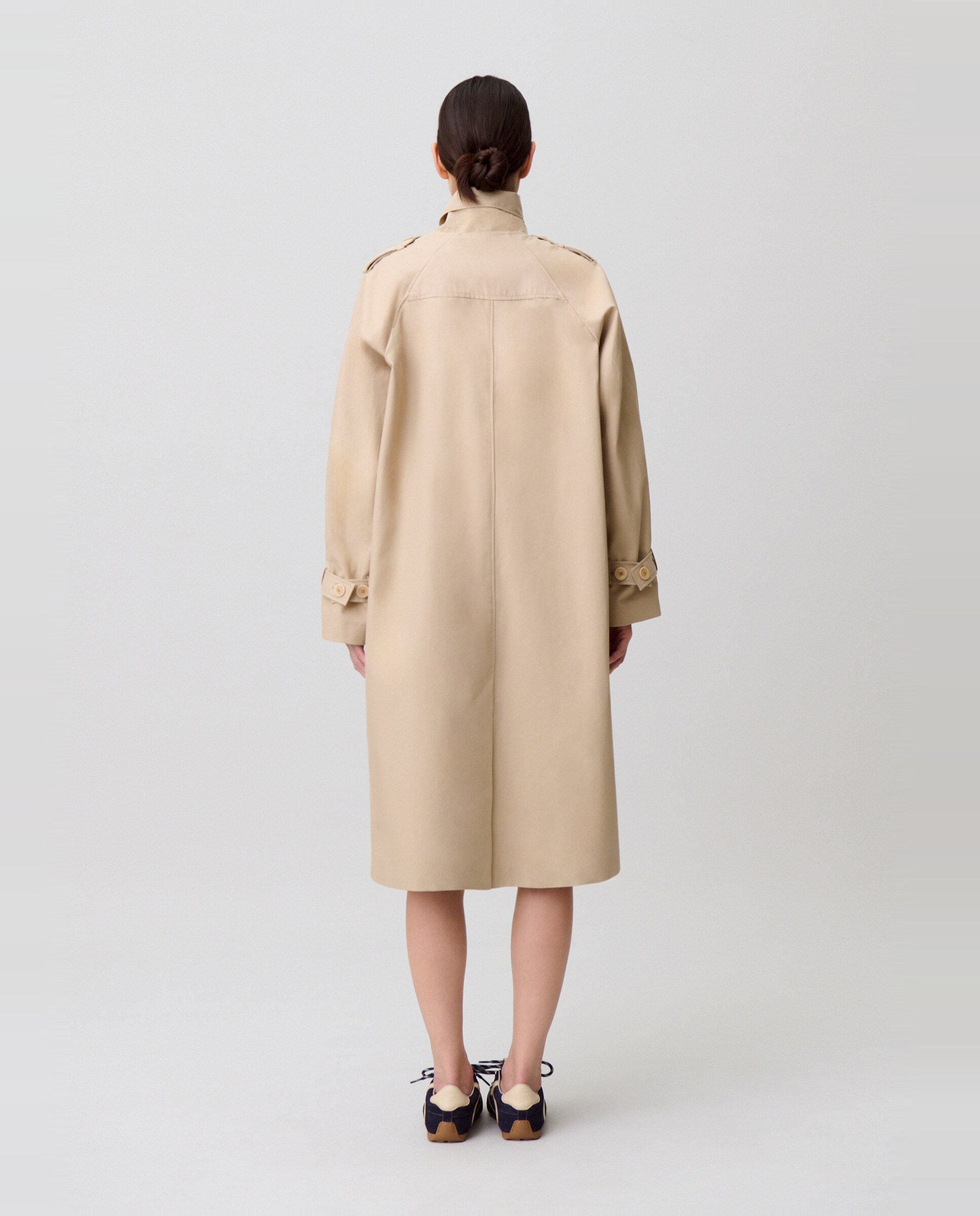 Gabardina de mujer de algodón largo por debajo de la rodilla con lazada - Claudie Pierlot - Beige Beige-2
