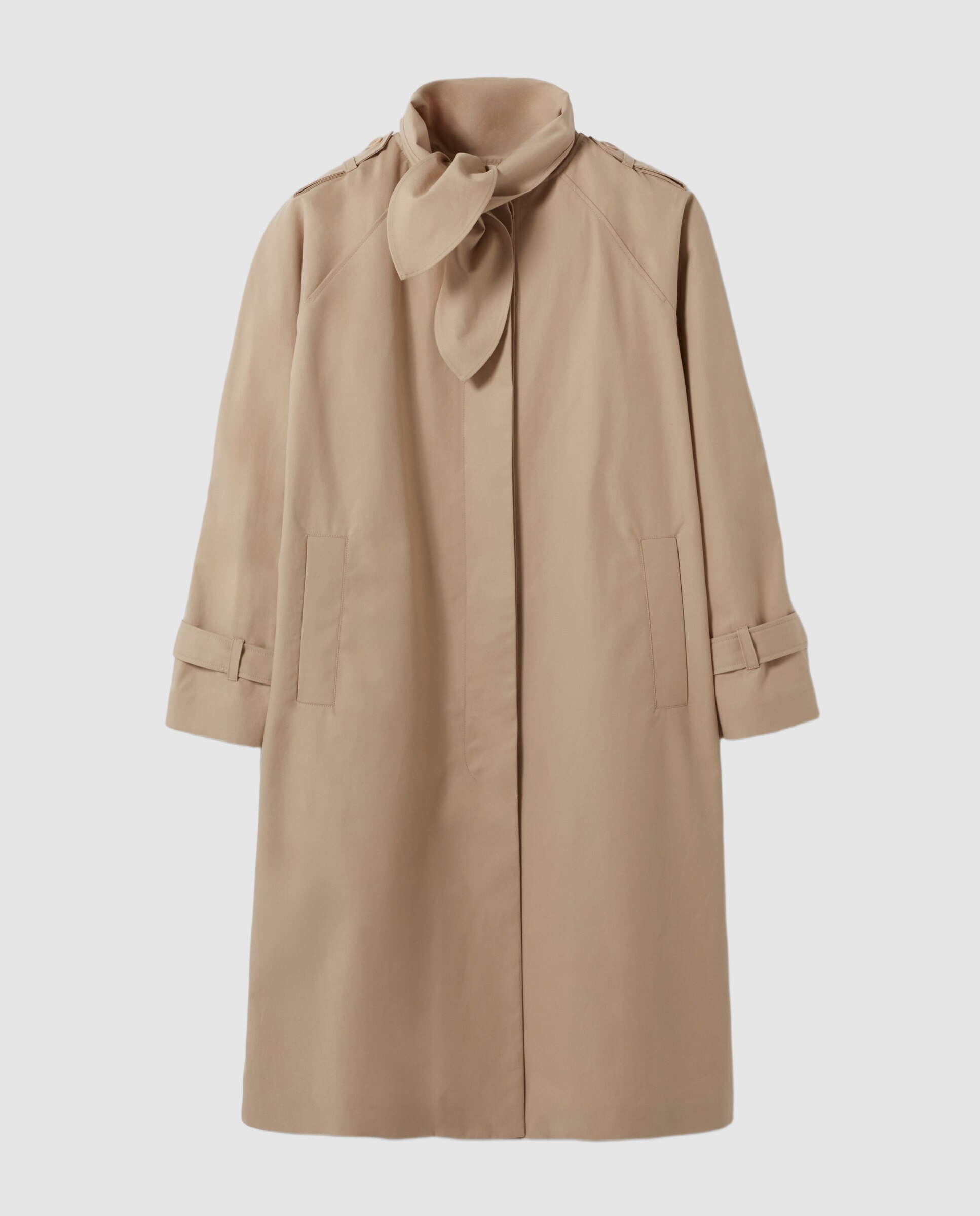 Gabardina de mujer de algodón largo por debajo de la rodilla con lazada - Claudie Pierlot - Beige Beige-6